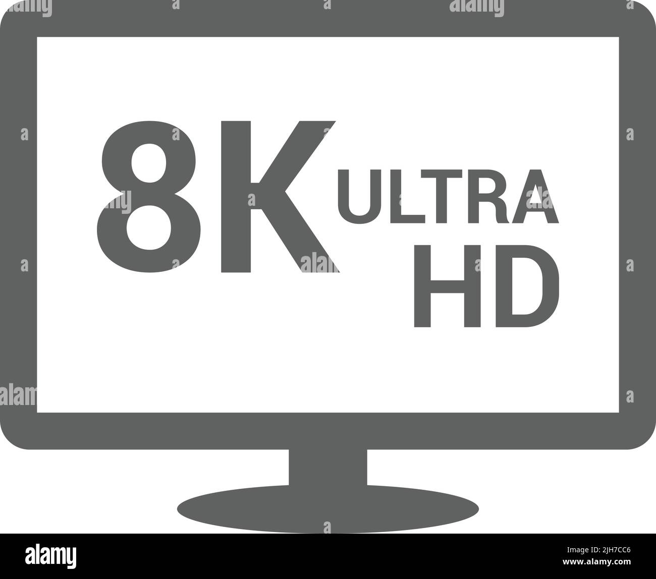8k, hdtv, monitor, l'icona del televisore ultra hd è isolata su sfondo bianco. Utilizzo per grafica e web design o scopi commerciali. File EPS vettoriale. Illustrazione Vettoriale