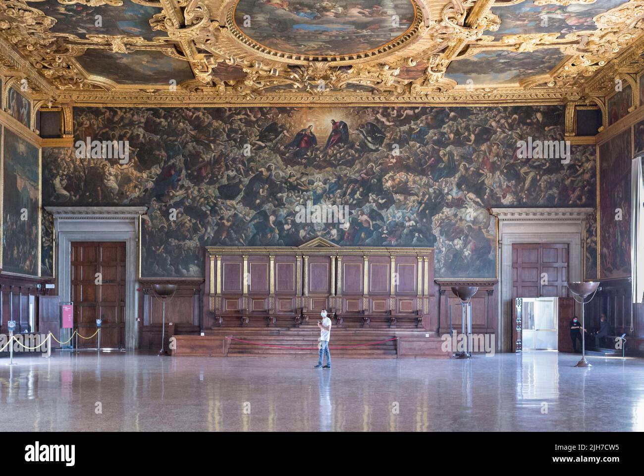 Grande Camera del consiglio, Palazzo Ducale, Venezia, Italia Foto Stock