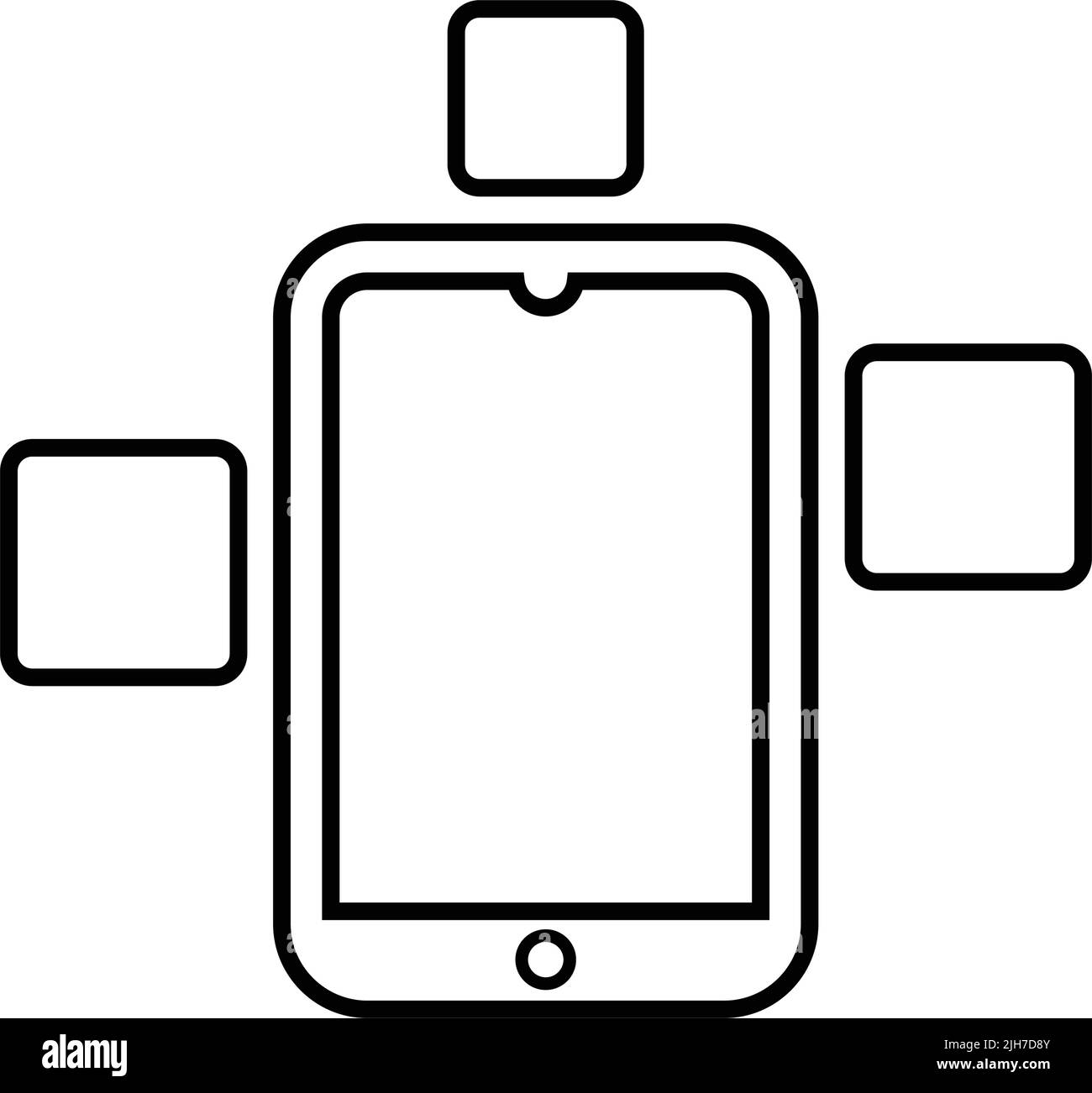 Android, modulare, telefono, icona del progetto - file EPS vettoriale. Ideale per supporti di stampa, Web, immagini di stock, uso commerciale o qualsiasi tipo di progetto. Illustrazione Vettoriale