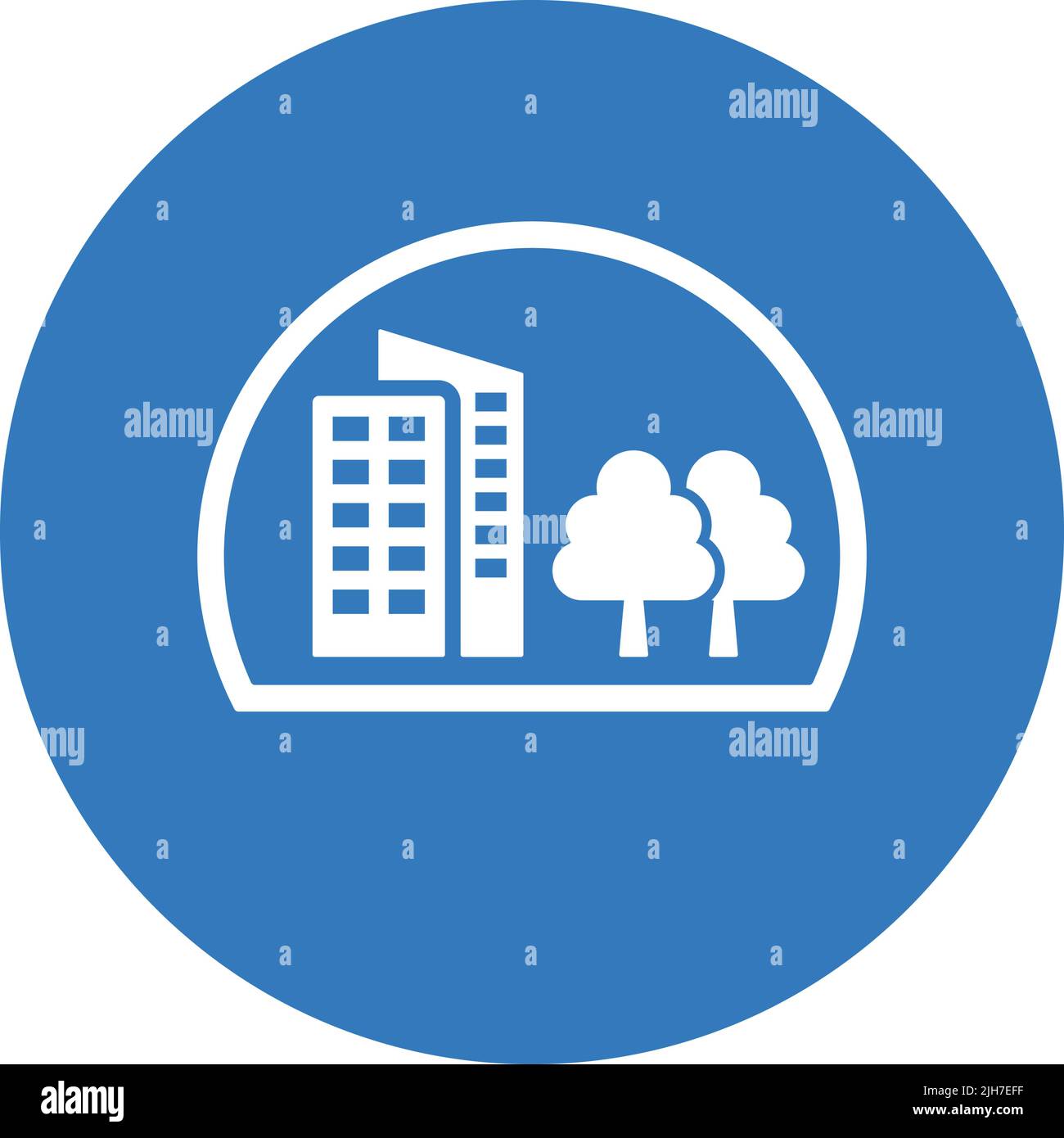 Città, clima, controllo, icona ecosistema è isolato su sfondo bianco. Utilizzo per grafica e web design o scopi commerciali. File EPS vettoriale. Illustrazione Vettoriale