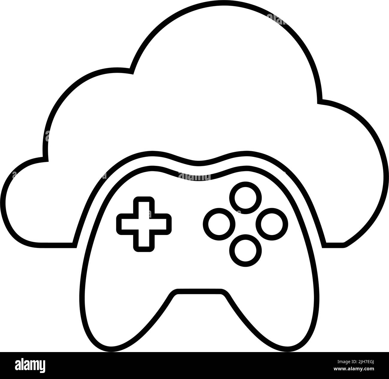 Cloud, giochi, videogaming - icona da utilizzare per scopi commerciali, media di stampa, web o qualsiasi tipo di progetto. File EPS vettoriale. Illustrazione Vettoriale