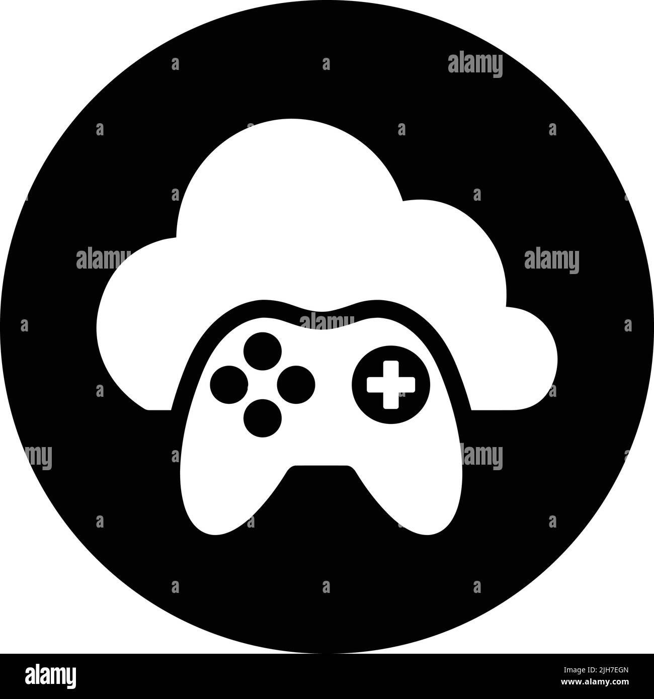 Cloud, giochi, videogaming - icona da utilizzare per scopi commerciali, media di stampa, web o qualsiasi tipo di progetto. File EPS vettoriale. Illustrazione Vettoriale