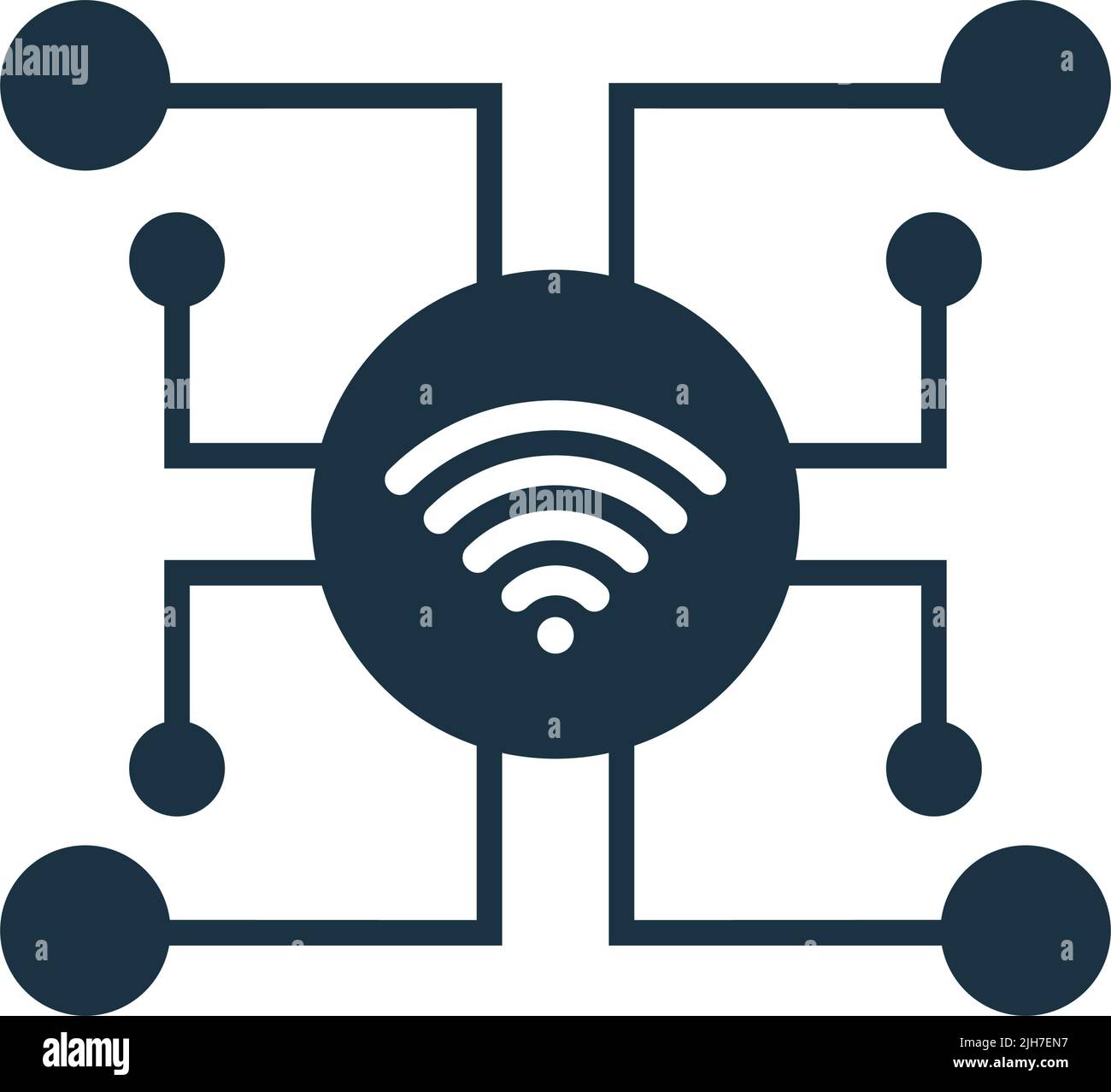 Collegamenti, rete, icona wifi - da utilizzare per scopi commerciali, supporti di stampa, Web o qualsiasi tipo di progetto. File EPS vettoriale. Illustrazione Vettoriale