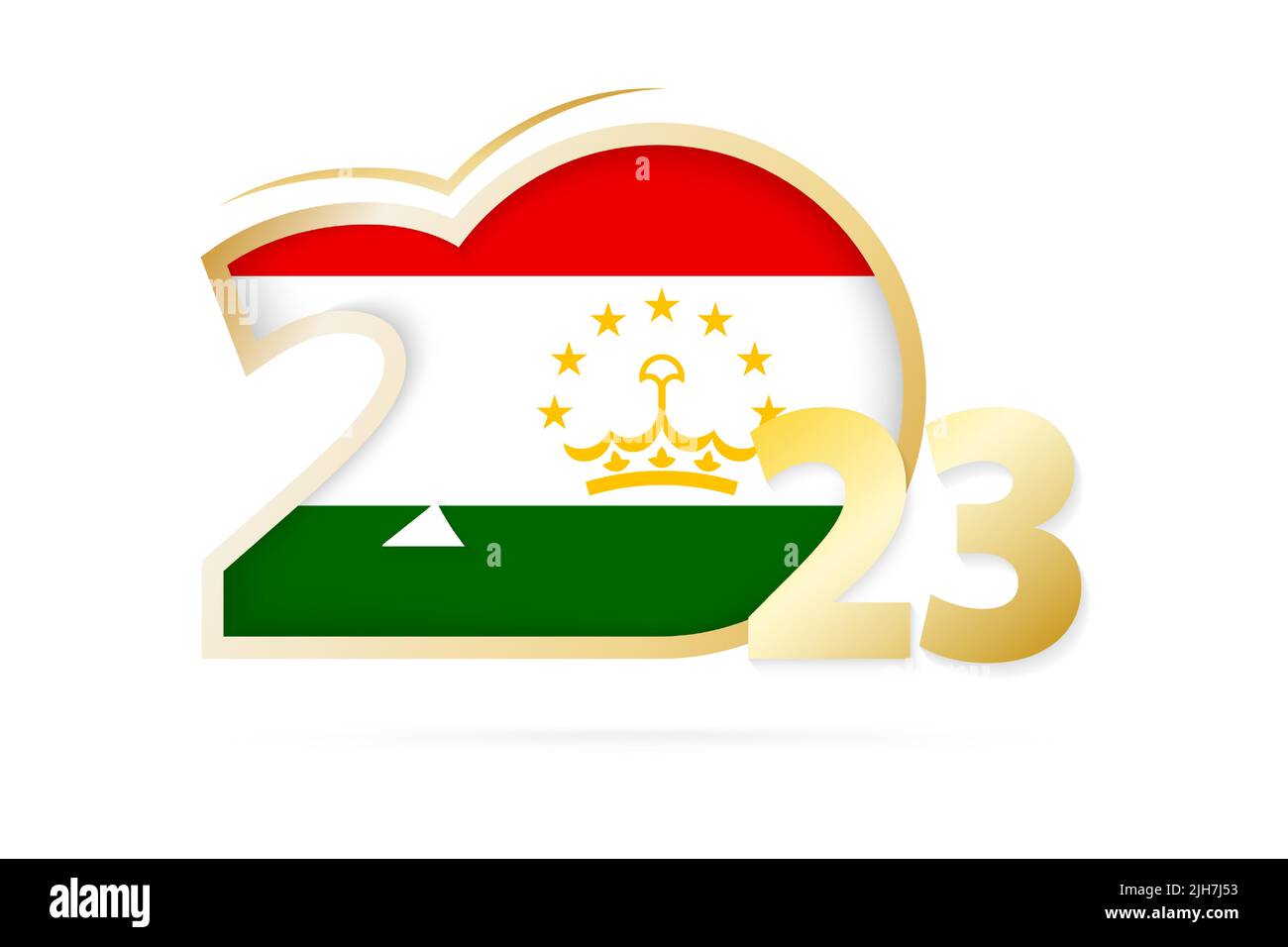 Anno 2023 con bandiera del Tagikistan. Illustrazione vettoriale. Illustrazione Vettoriale
