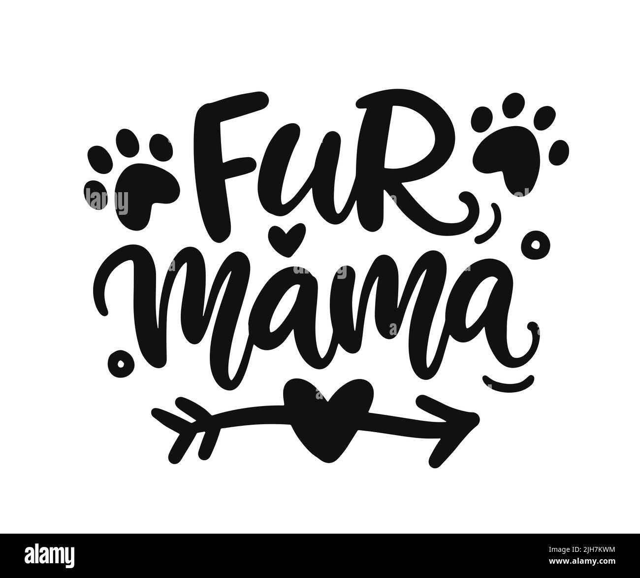 Fur Mama T Shirt Design, simpatico citazione scritta a mano divertente Illustrazione Vettoriale