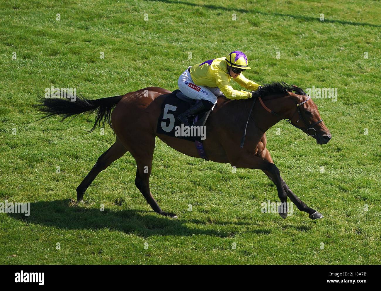 Morgan Fairy, guidato da Hollie Doyle sulla strada per vincere la vincitrice del premio Lifetime in Racing Award, l'handicap British EBF Premier Fillies' all'ippodromo di Newbury. Data foto: Sabato 16 luglio 2022. Foto Stock