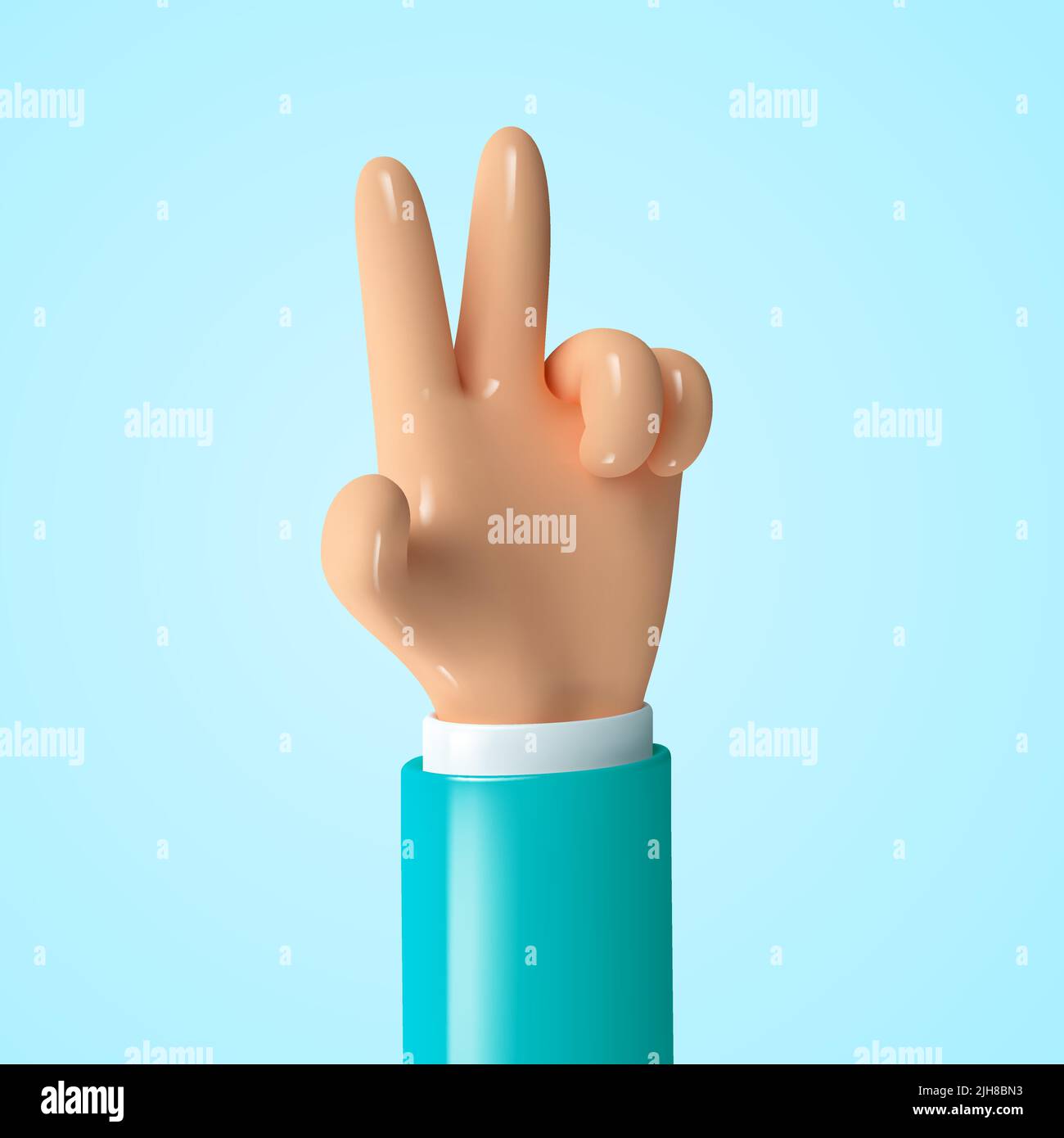 icona 3d mani. Gesto della mano in stile cartone animato. Illustrazione Vettoriale