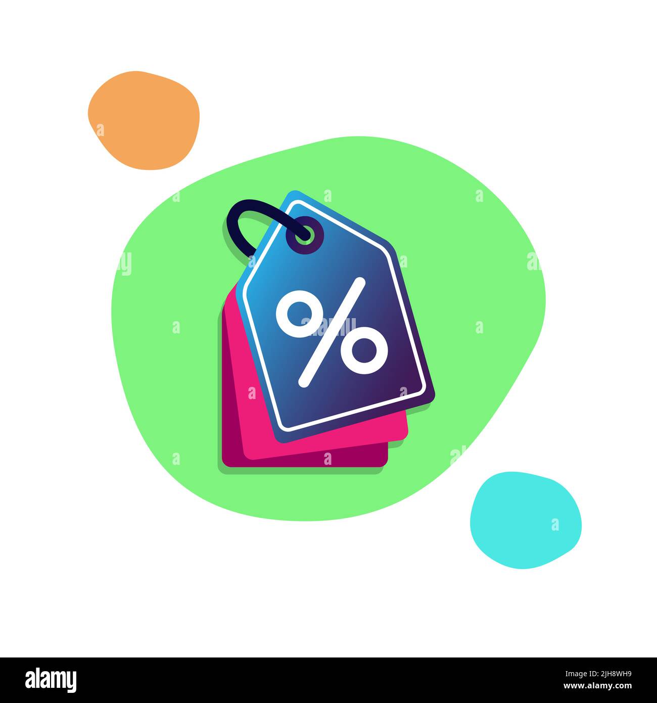 Icona del tag di offerta sconto. Simbolo del buono acquisto. Etichetta di vendita con segno percentuale. Banner o buono sconto per il black friday. Etichetta shopping vettoriale Illustrazione Vettoriale