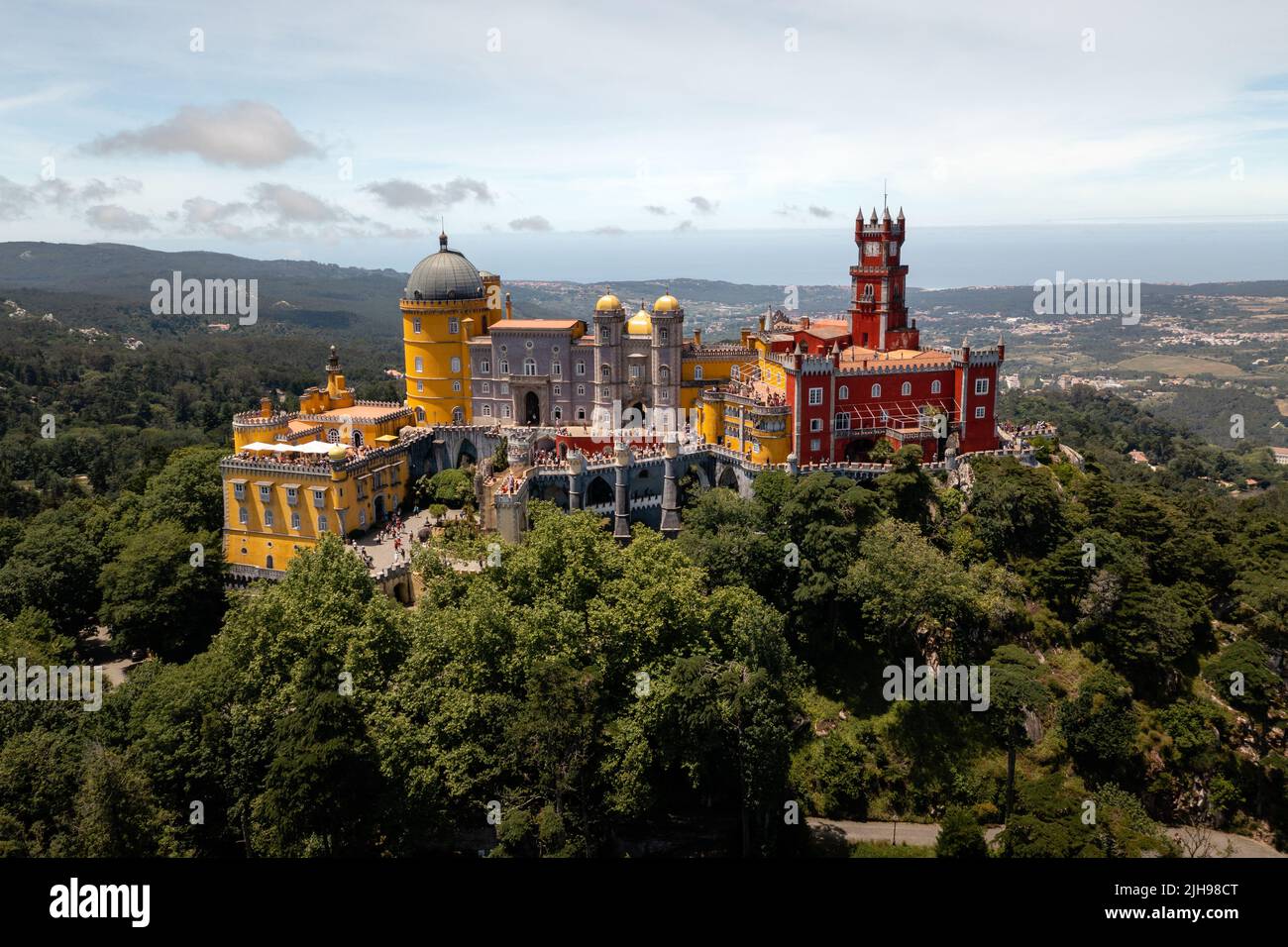 Pena Castello Sintra drone vista in Portogallo Foto Stock