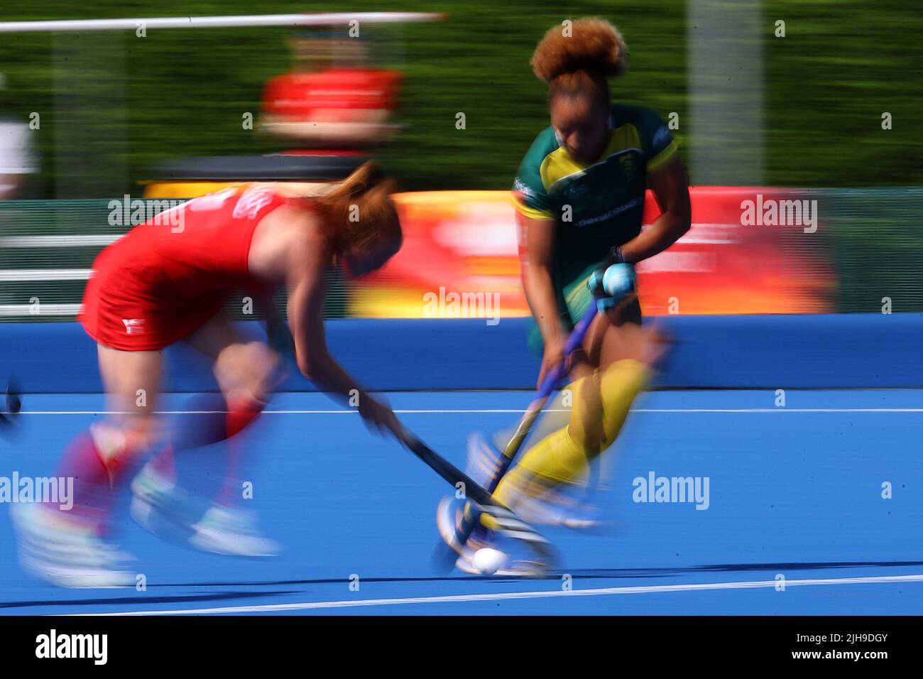 Cardiff, Regno Unito. 16th luglio 2022. Una visione generale durante il Galles / Sud Africa, Women's International hockey match presso il National Hockey Center, Sophia Gardens a Cardiff, South Wales Sabato 16th luglio 2022. Questa immagine può essere utilizzata solo per Editorial . pic di Andrew Orchard / Andrew Orchard sport fotografia / Alamy Live News credito: Andrew Orchard fotografia sportiva / Alamy Live News Foto Stock