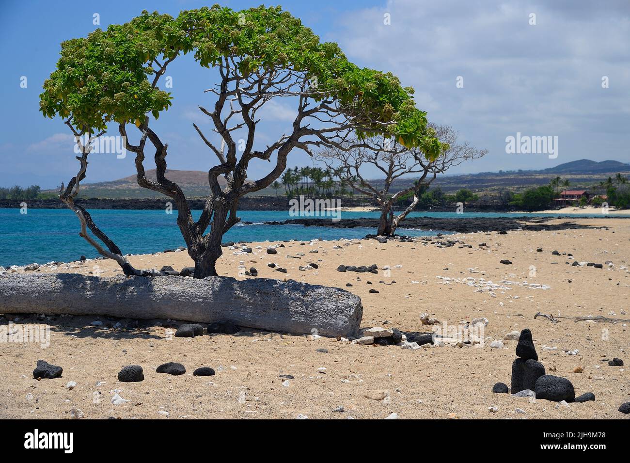 Mahai’Ula Beach - una spiaggia di lava iconica a nord di Kona Kailua, Kalaoa HI Foto Stock