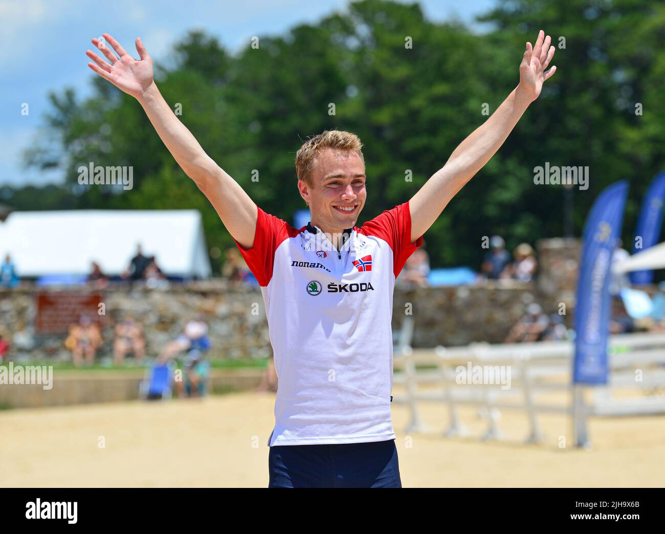 Pelham, Alabama, Stati Uniti. 16th luglio 2022. Gli atleti d'élite si riuniscono da tutto il mondo per partecipare ai Giochi del mondo (un evento internazionale multi-sport di 11 giorni organizzato con il supporto del Comitato Olimpico Internazionale). Gli atleti gareggiavano in Orienteering. (Credit Image: © Jeremy Raines/ZUMA Press Wire) Foto Stock