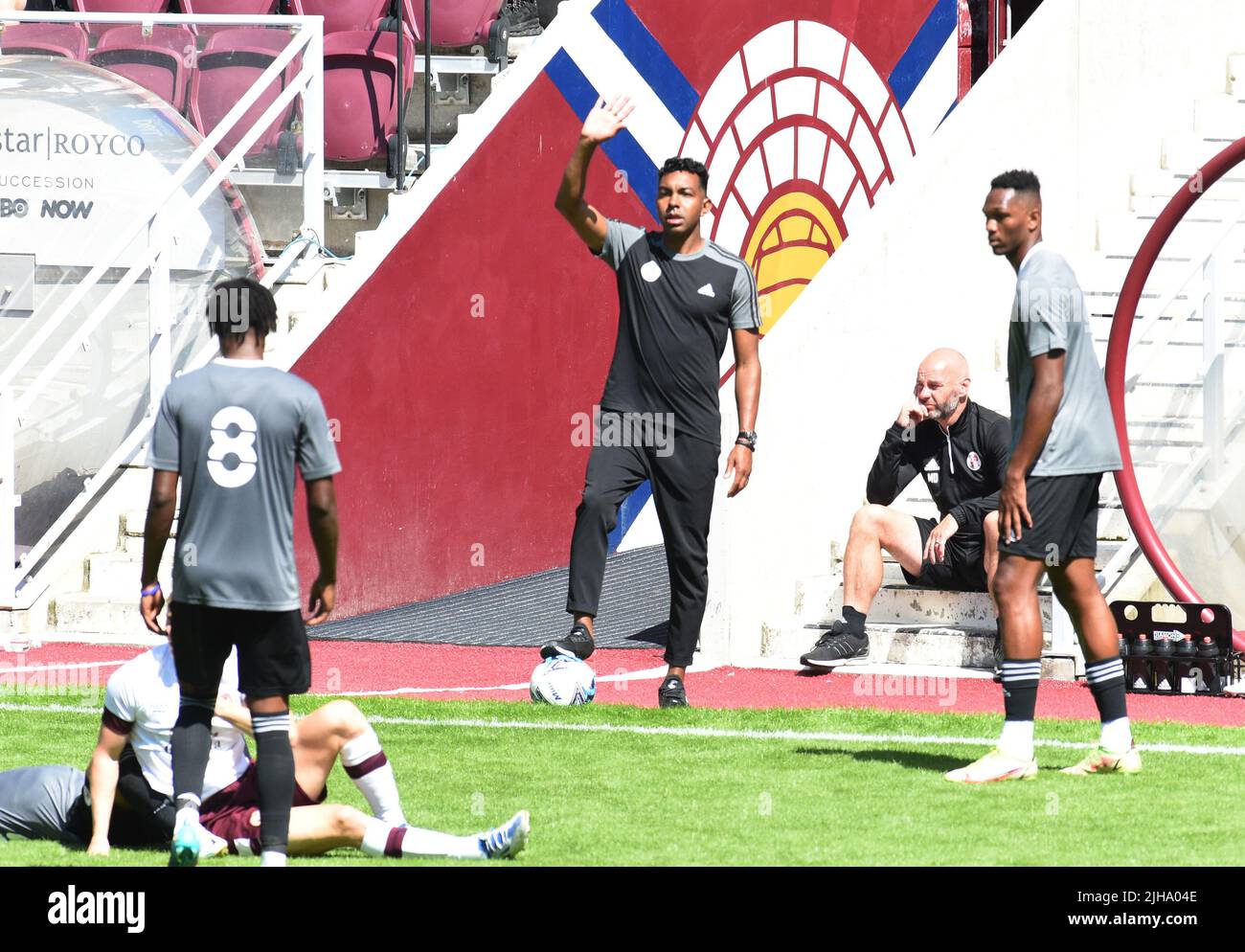 Tynecastle Park, Edinburgh.Scotland UK.16th July 22 Hearts vs Crawley Town. Adatto per la stagione precedente. Crawley Town. Responsabile Kevin Betsy. Credit: eric mccowat/Alamy Live News Foto Stock