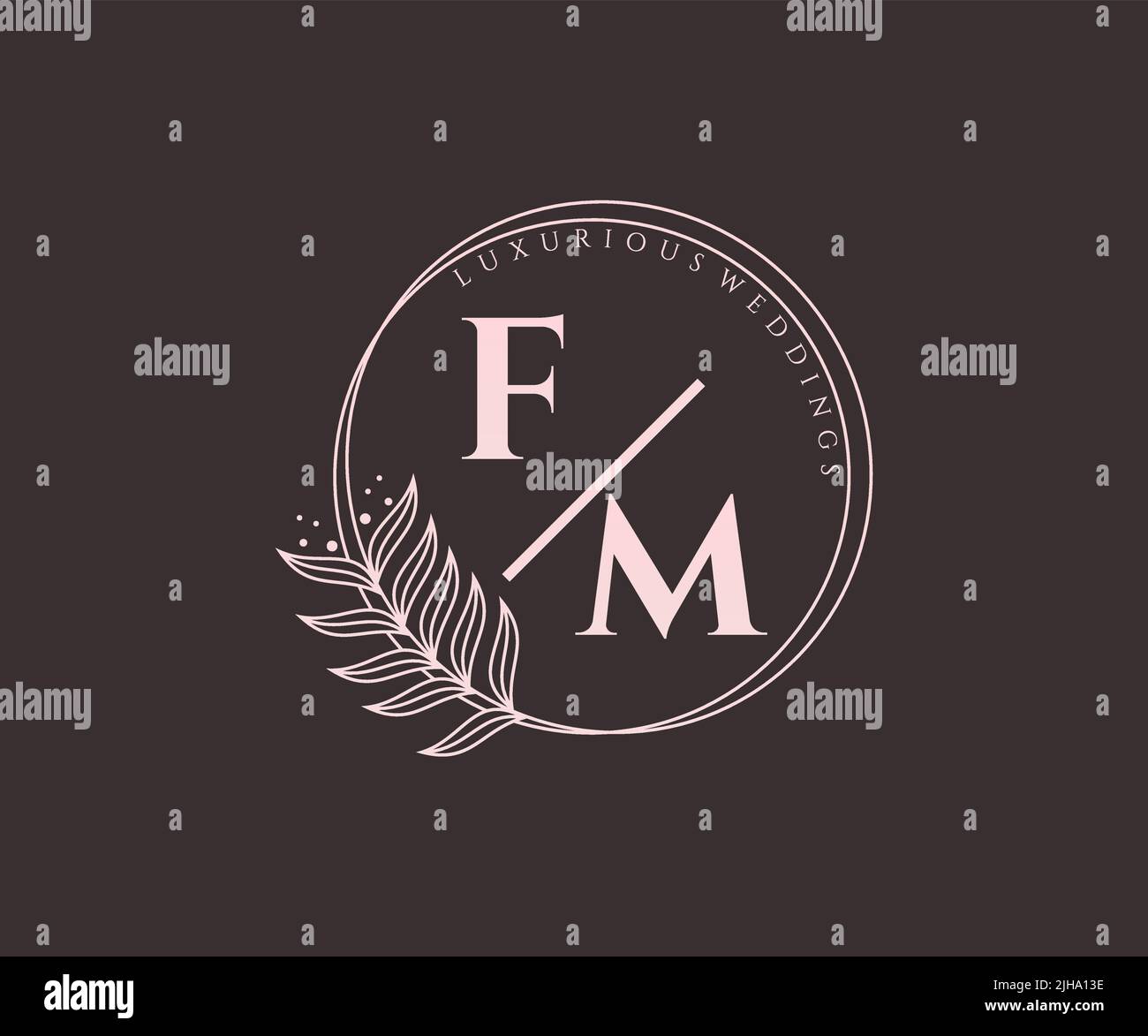 FM iniziali lettera matrimonio monogramma modello logo, a mano disegnata moderna minimalista e modelli floreali per biglietti di invito, Salva la data, elegante Illustrazione Vettoriale