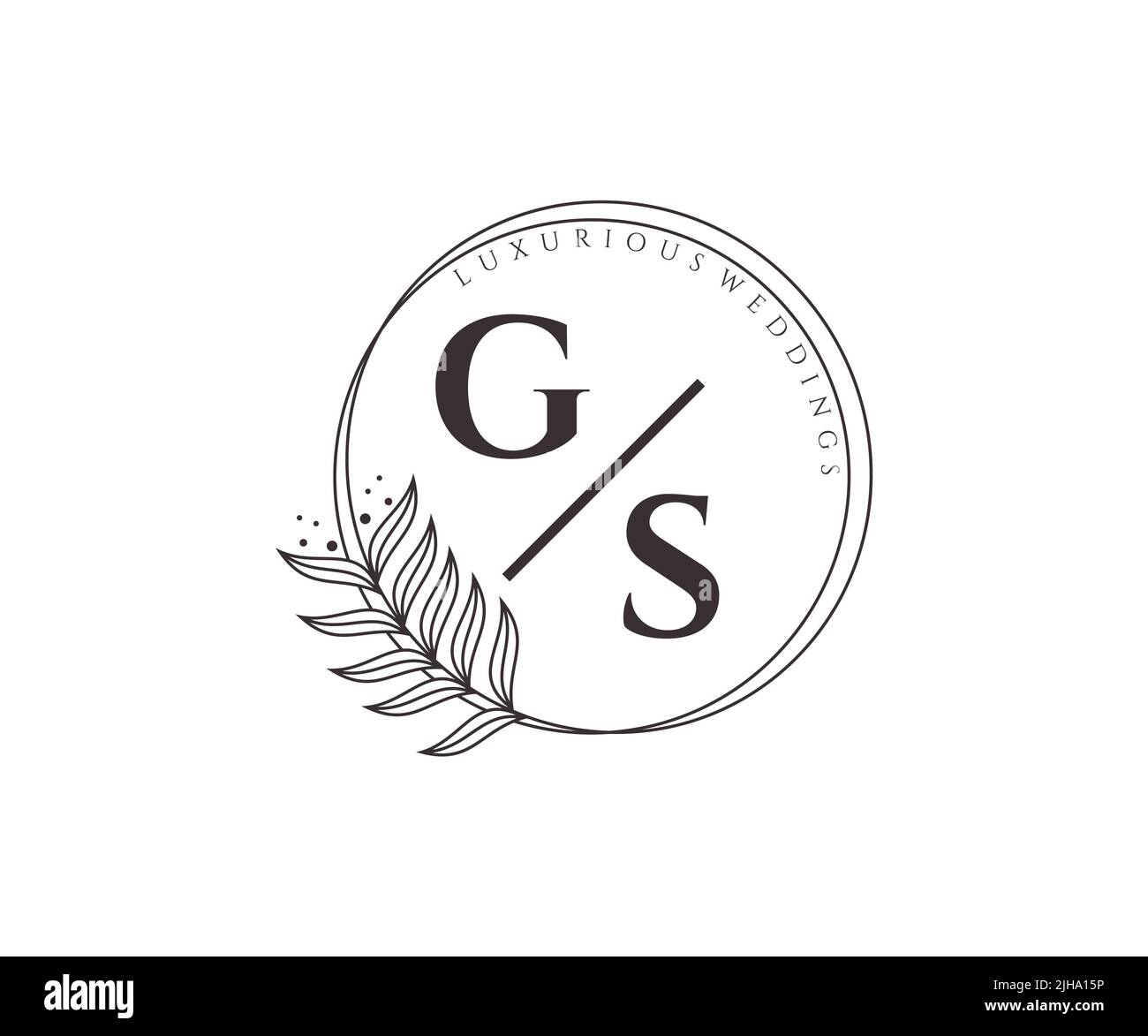 GS iniziali lettera Wedding monogramma modello loghi, disegnati a mano moderno minimalista e modelli floreali per le carte di invito, Salva la data, elegante Illustrazione Vettoriale