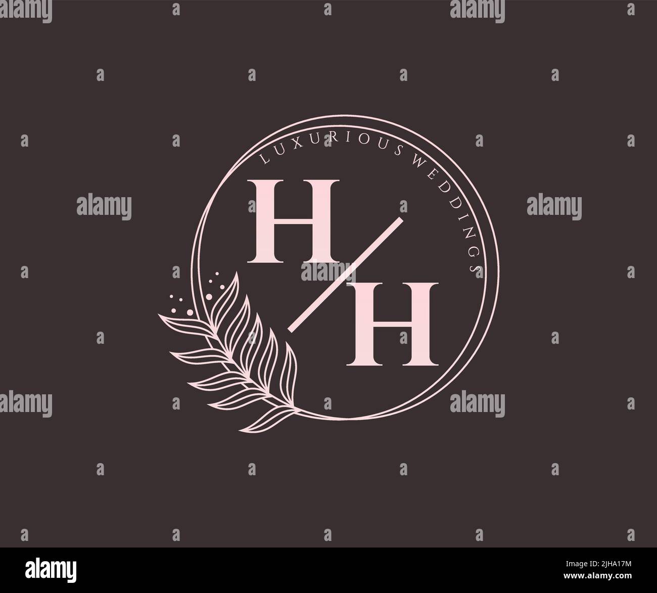 HH iniziali lettera cerimonia nuziale monogramma modello loghi, a mano disegnata moderno minimalista e modelli floreali per le schede di invito, Salva la data, elegante Illustrazione Vettoriale