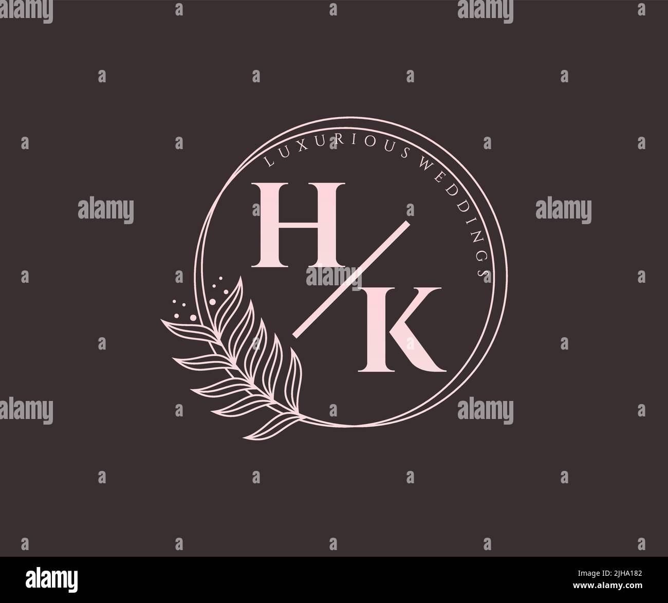 HK iniziali lettera matrimonio monogramma modello loghi, a mano disegnata moderna minimalista e modelli floreali per carte di invito, Salva la data, elegante Illustrazione Vettoriale