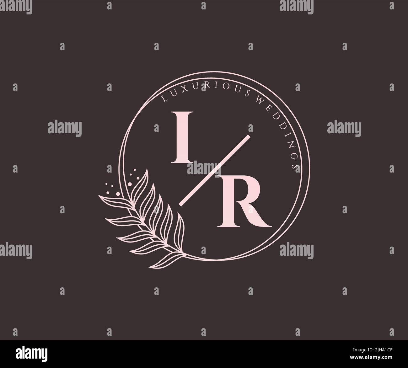 IR iniziali lettera matrimonio monogramma modello loghi, disegnati a mano moderno minimalista e modelli floreali per carte di invito, Salva la data, elegante Illustrazione Vettoriale