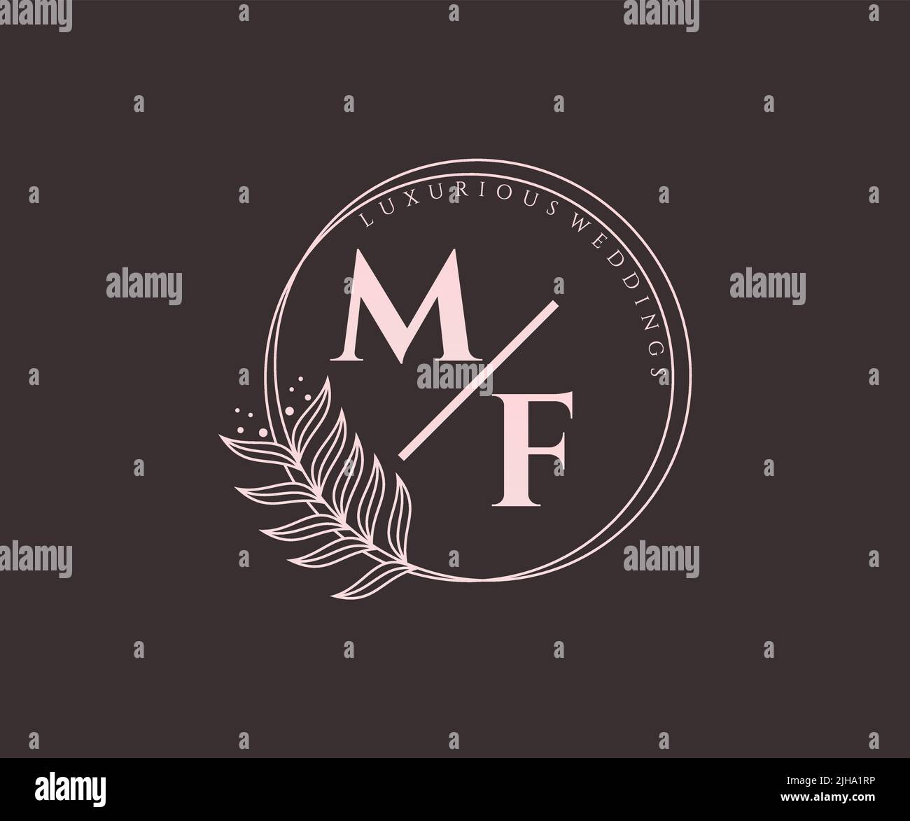 MF iniziali lettera monogramma modello logo matrimonio, modelli moderni minimalisti e floreali disegnati a mano per biglietti d'invito, Salva la data, elegante Illustrazione Vettoriale