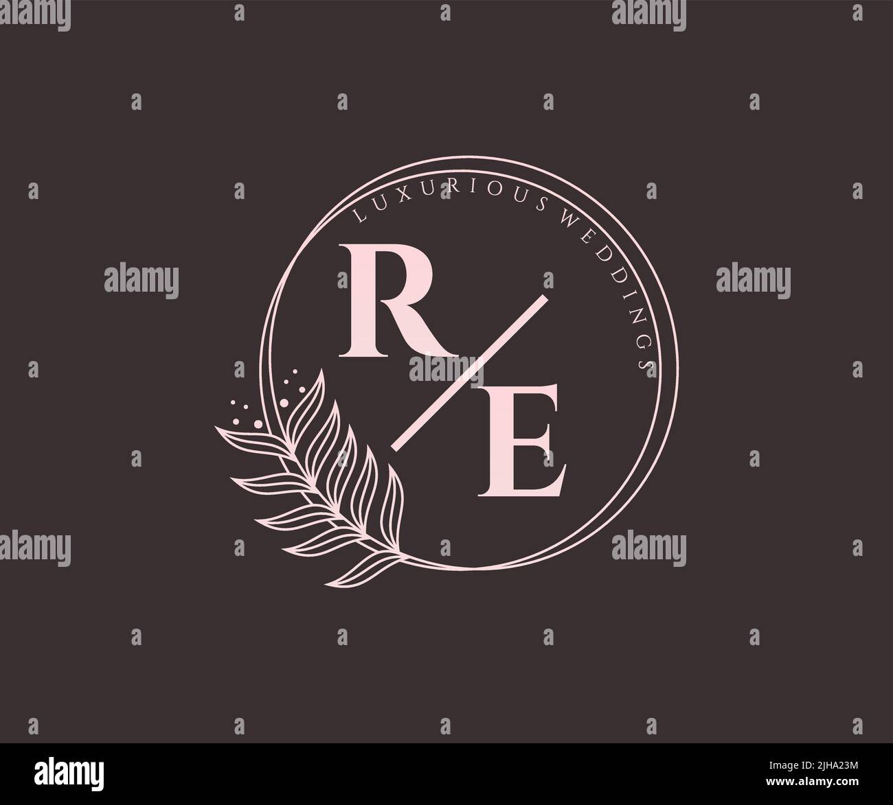 RE sigle lettera Wedding monogramma modello loghi, disegnati a mano moderno minimalista e modelli floreali per le carte di invito, Salva la data, elegante Illustrazione Vettoriale