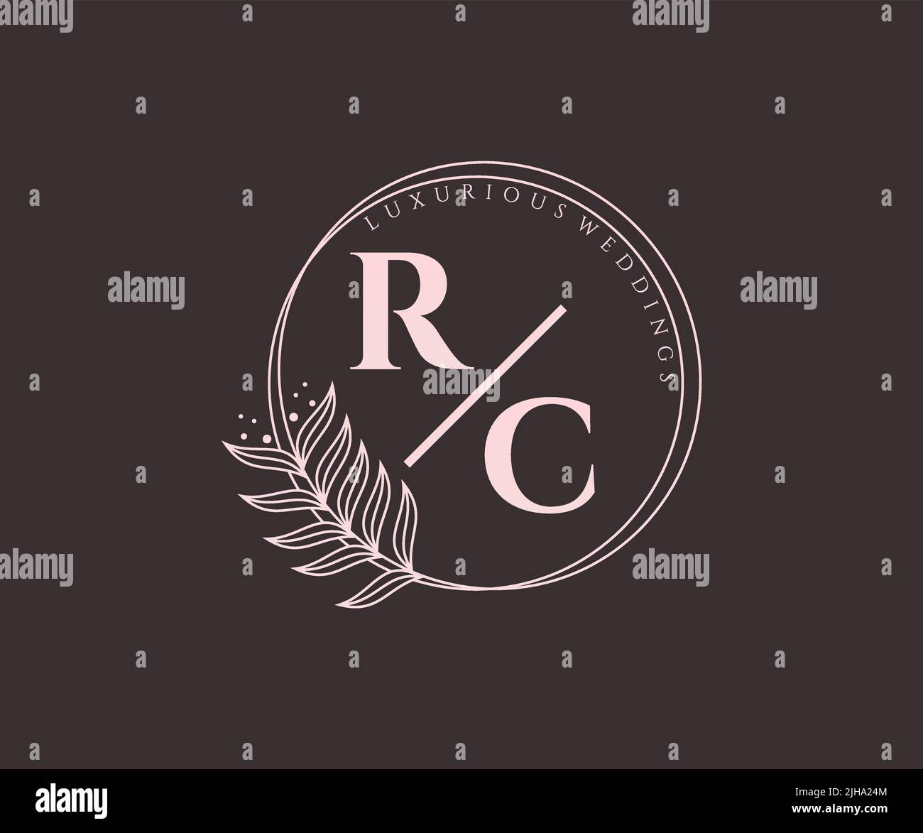 RC iniziali lettera Wedding monogramma modello loghi, disegnata a mano moderno minimalista e modelli floreali per carte di invito, Salva la data, elegante Illustrazione Vettoriale