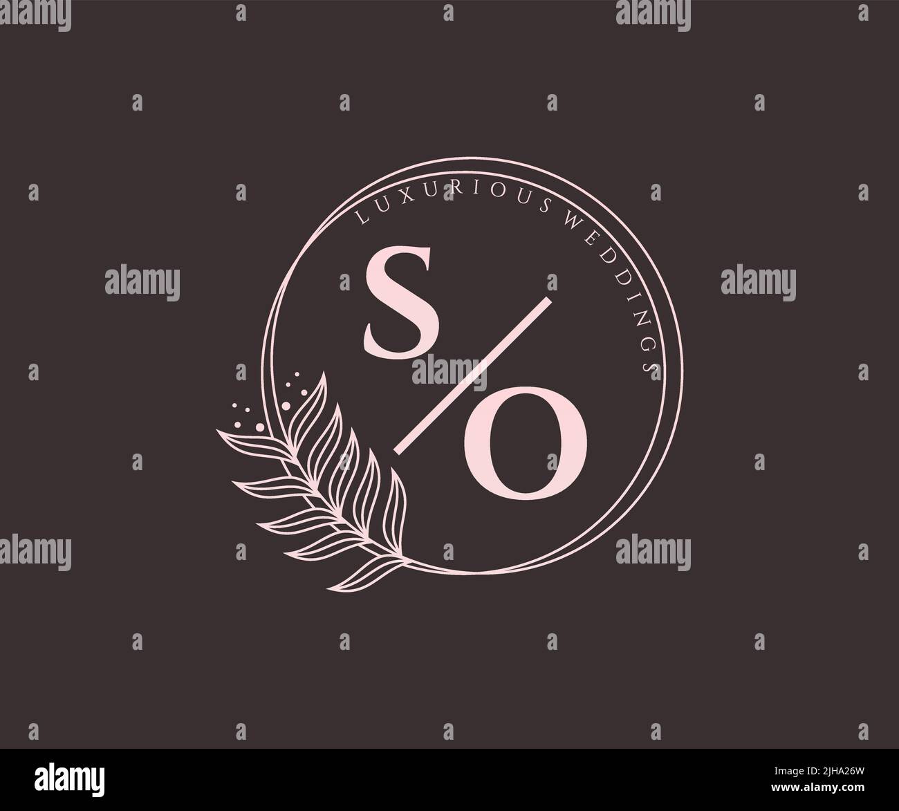 COSÌ iniziali lettera cerimonia nuziale modello di logo monogramma, a mano disegnata moderno minimalista e modelli floreali per le schede di invito, Salva la data, elegante Illustrazione Vettoriale