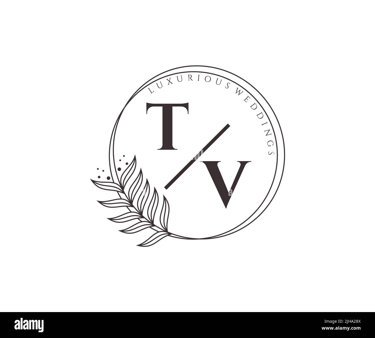 TV iniziali lettera Wedding monogramma modello loghi, a mano disegnata moderno minimalista e modelli floreali per le carte di invito, Salva la data, elegante Illustrazione Vettoriale