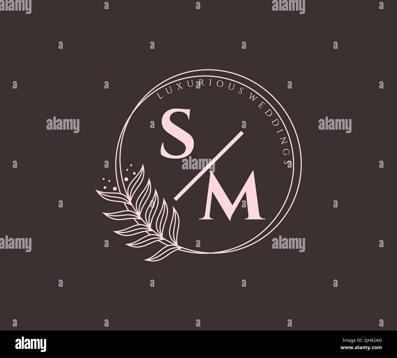 SM iniziali lettera Wedding monogramma modello loghi, a mano disegnata moderna minimalista e modelli floreali per le carte di invito, Salva la data, elegante Illustrazione Vettoriale