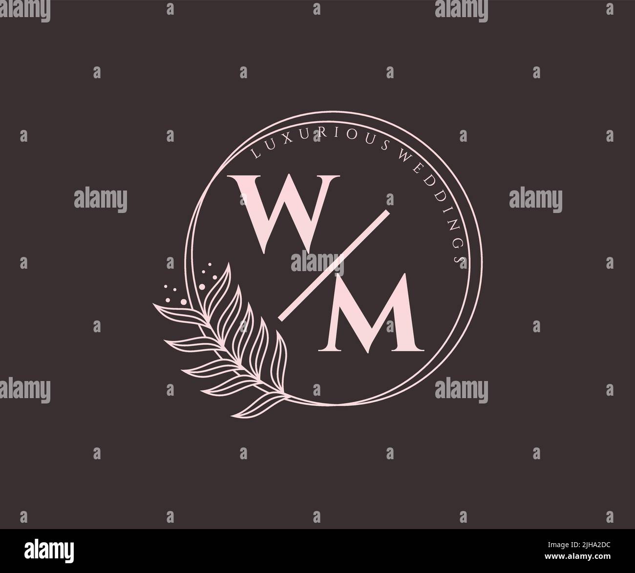 WM iniziali lettera matrimonio monogramma modello loghi, a mano disegnata moderna minimalista e modelli floreali per le carte di invito, salvare la data, elegante Illustrazione Vettoriale