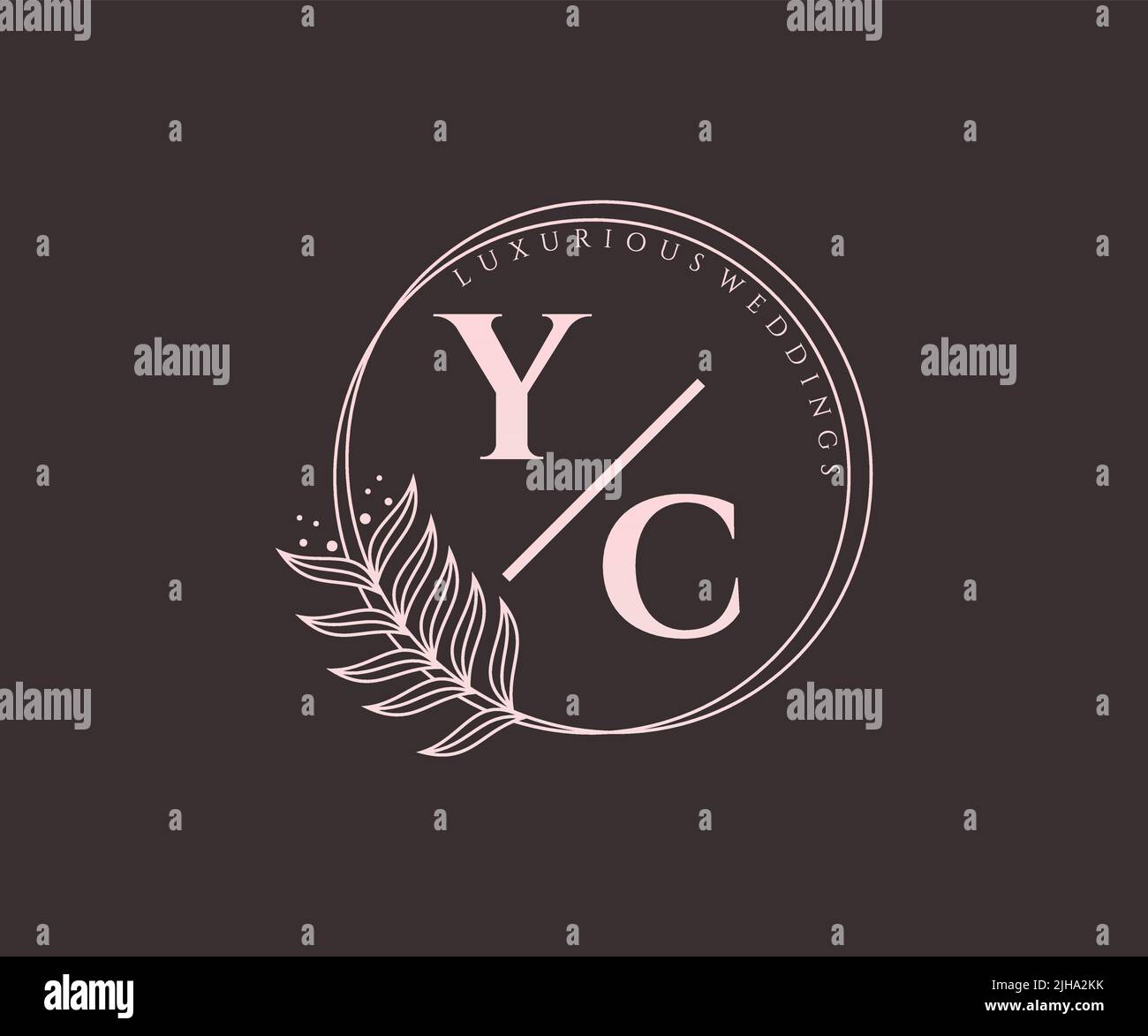 YC iniziali lettera monogramma modello logo matrimonio, modelli moderni minimalisti e floreali disegnati a mano per le carte di invito, Salva la data, elegante Illustrazione Vettoriale