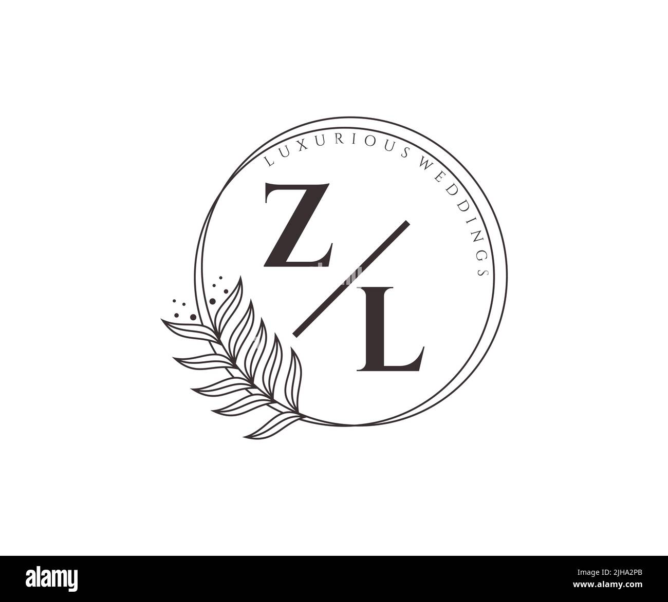 ZL iniziali lettera monogramma modello logo matrimonio, modelli moderni minimalisti e floreali disegnati a mano per le carte di invito, Salva la data, elegante Illustrazione Vettoriale