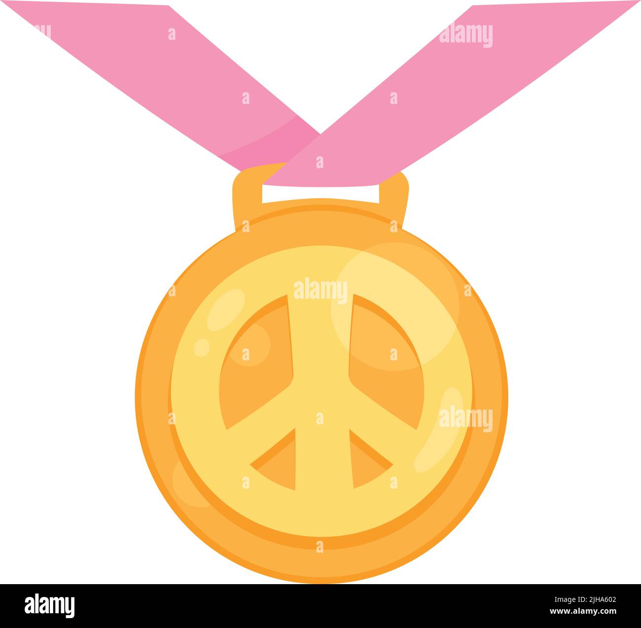 medaglia premio con simbolo di pace icona Illustrazione Vettoriale