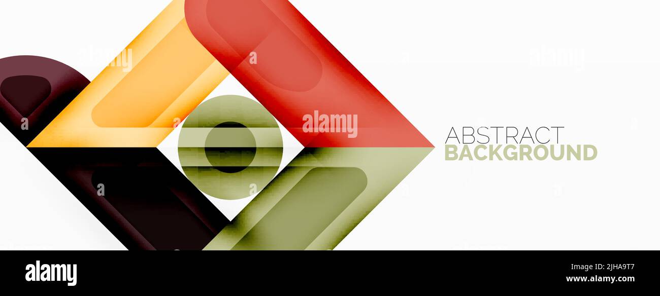 Sfondo astratto minimo quadrato e cerchio. Illustrazione vettoriale dello sfondo del banner Illustrazione Vettoriale