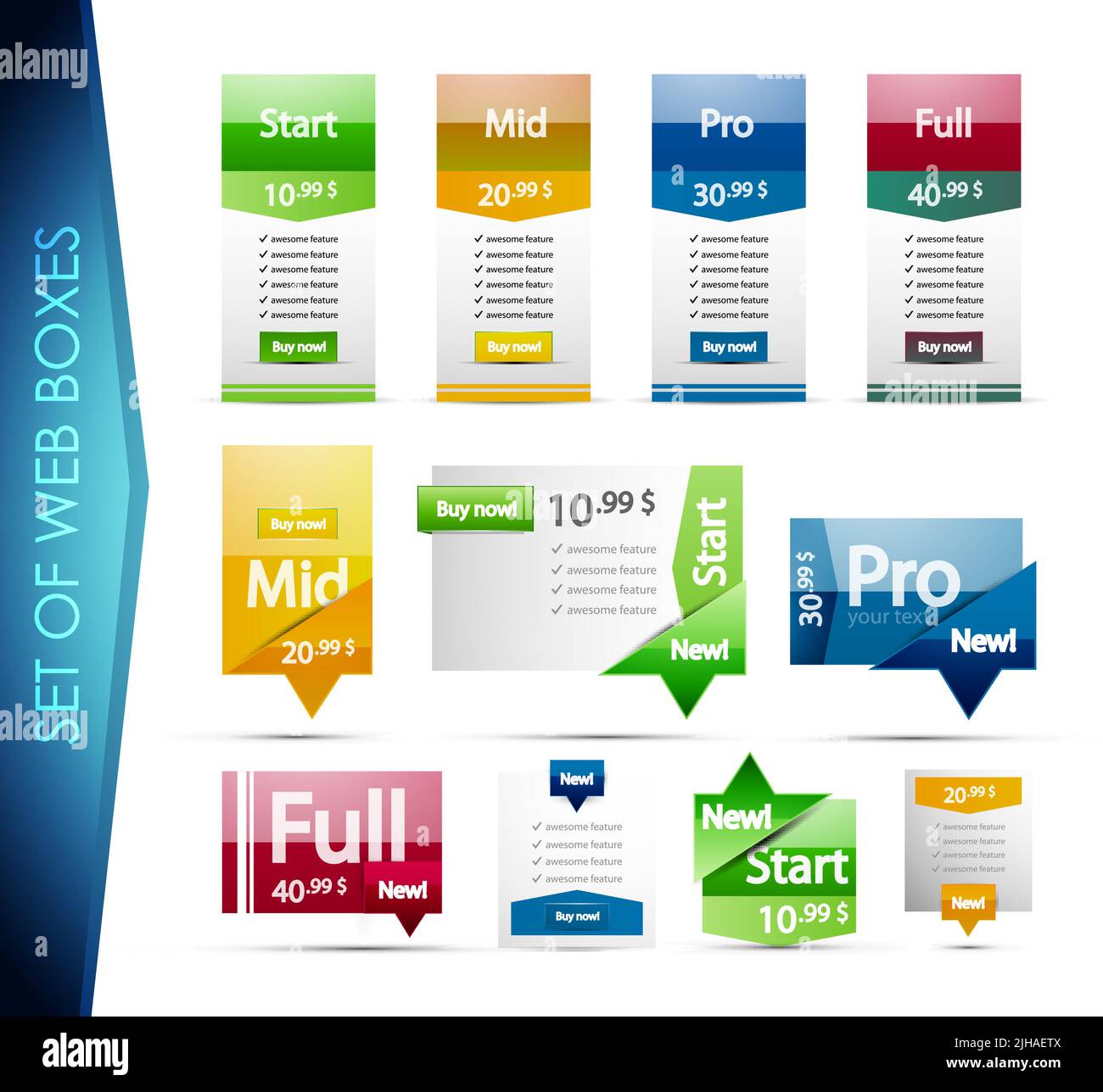 Grande raccolta di abstract caselle web per la promozione. Eps vettore10 sfondi, icone, tabelle Illustrazione Vettoriale