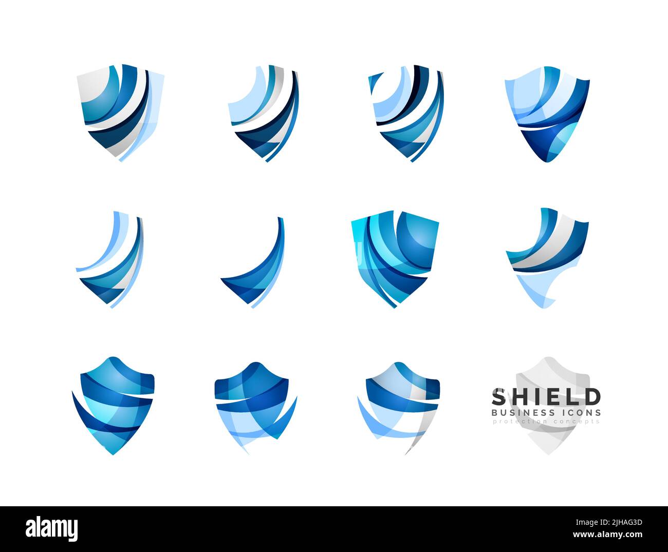 Set di protezione i concetti di logo. Colore fluente wave design icone su bianco Illustrazione Vettoriale