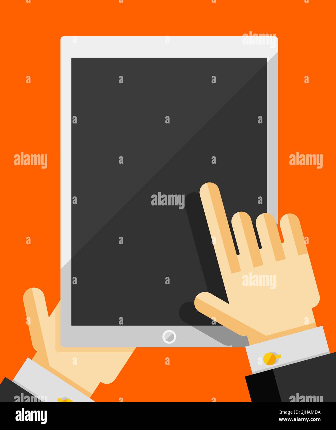 Tablet per uomo d'affari dal design piatto alla moda Illustrazione Vettoriale