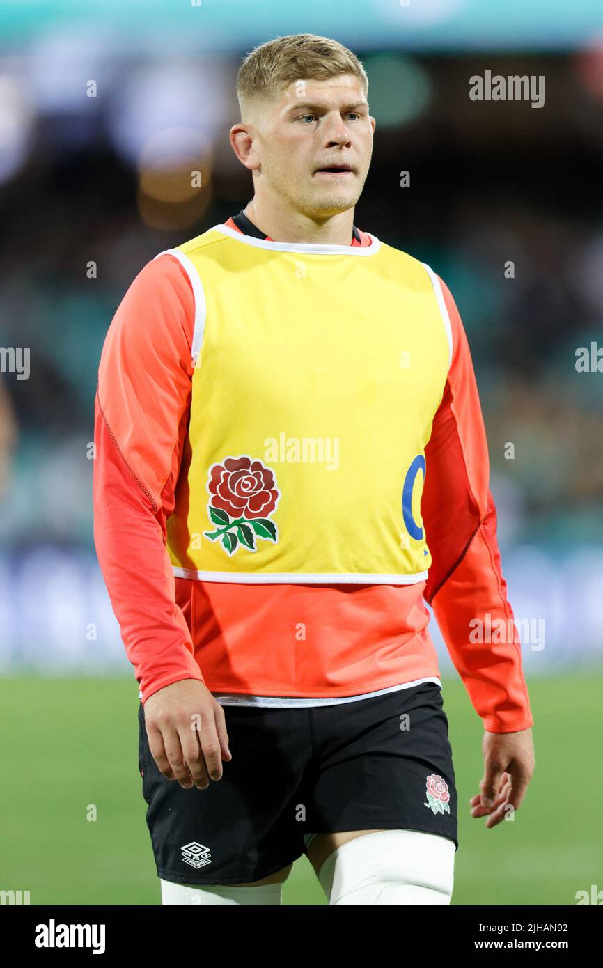 SYDNEY, AUSTRALIA - LUGLIO 16: Jack Willis of England si riscalda prima del gioco tre della serie International Test Match tra i wallaby australiani e l'Inghilterra al SCG il 16 luglio 2022 a Sydney, Australia Credit: IOIO IMAGES/Alamy Live News Foto Stock