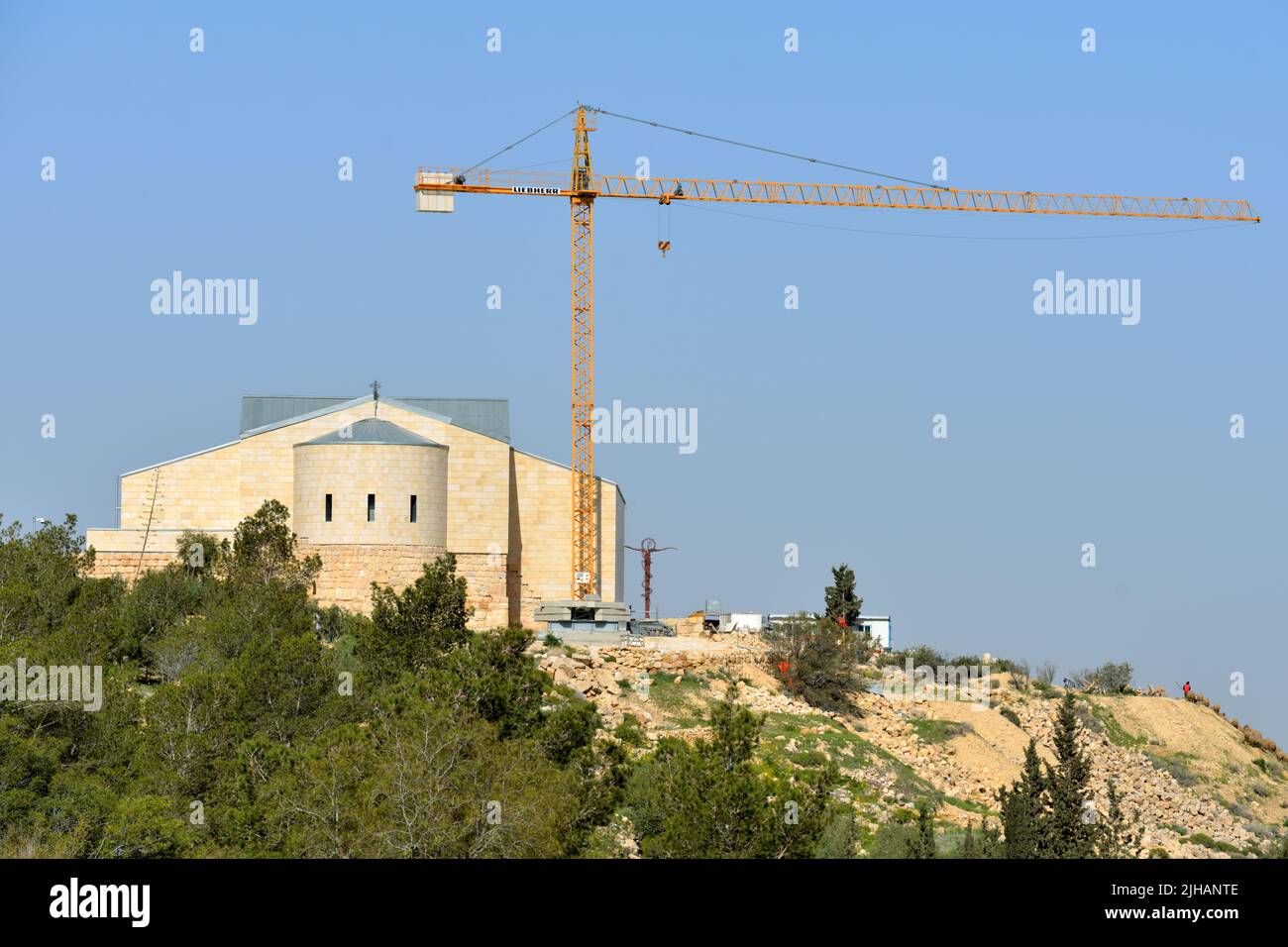 Chiesa commemorativa di Mosè sulla cima del monte Nebo in Giordania Foto Stock