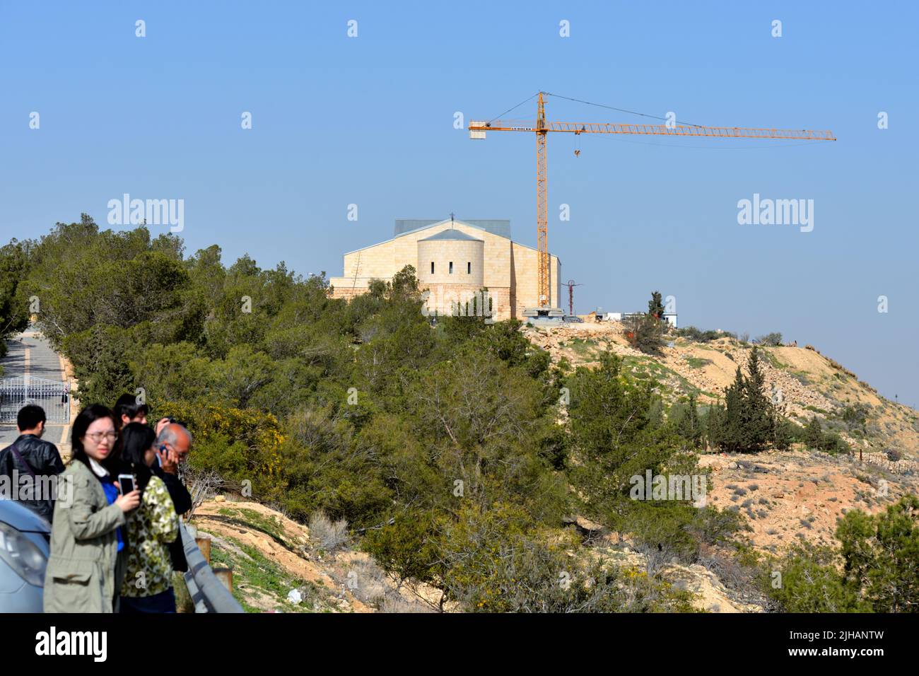 Chiesa commemorativa di Mosè sulla cima del monte Nebo in Giordania Foto Stock