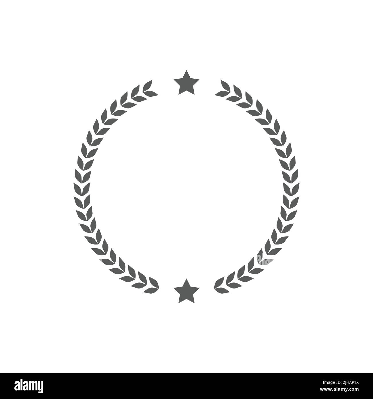 Icona vettore nero corona Laurel. Modello riempito di cerchio con stella. Illustrazione Vettoriale