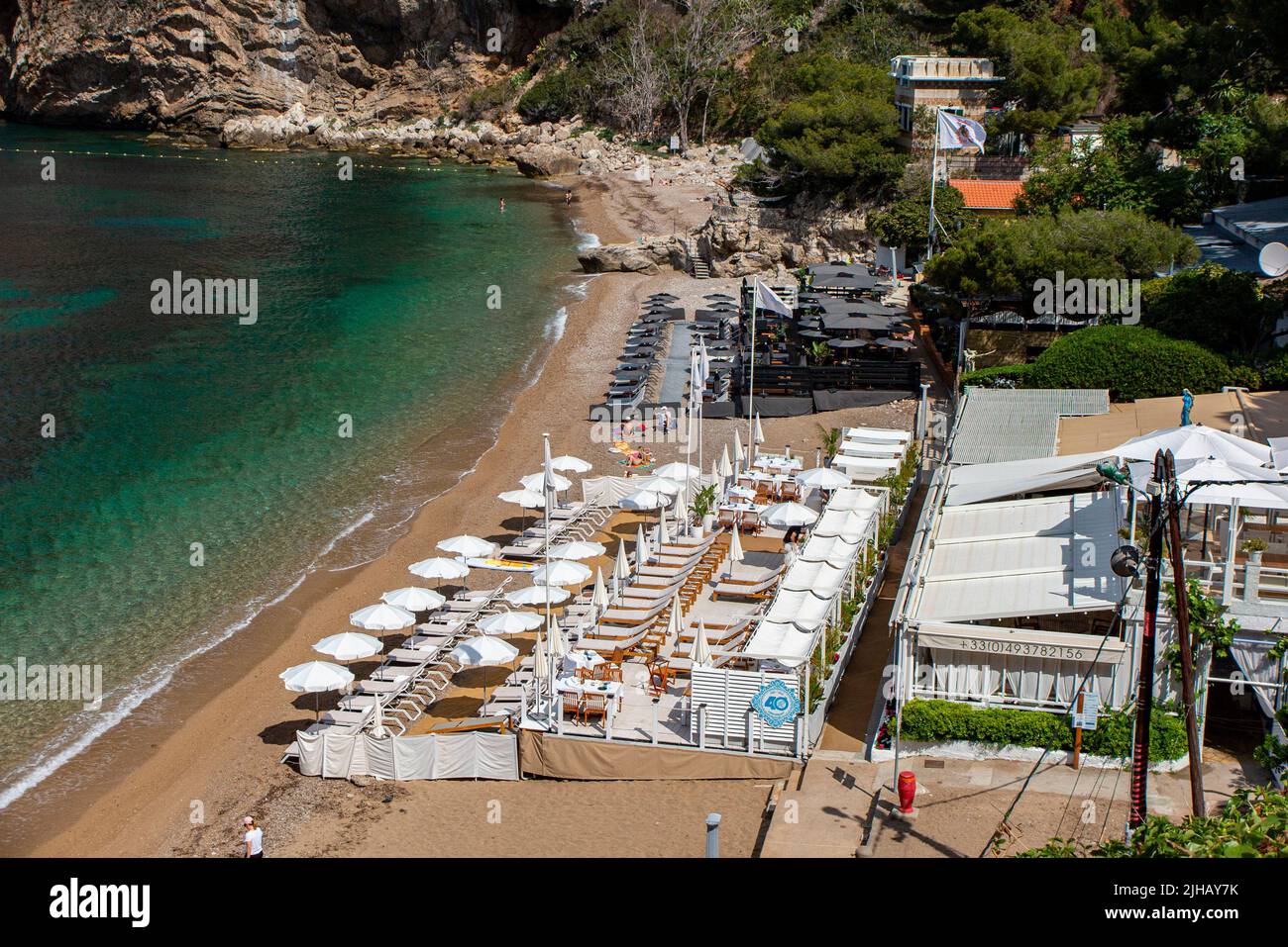 Mala Beach club nella Costa Azzurra vicino a Cap d'Ail Foto Stock