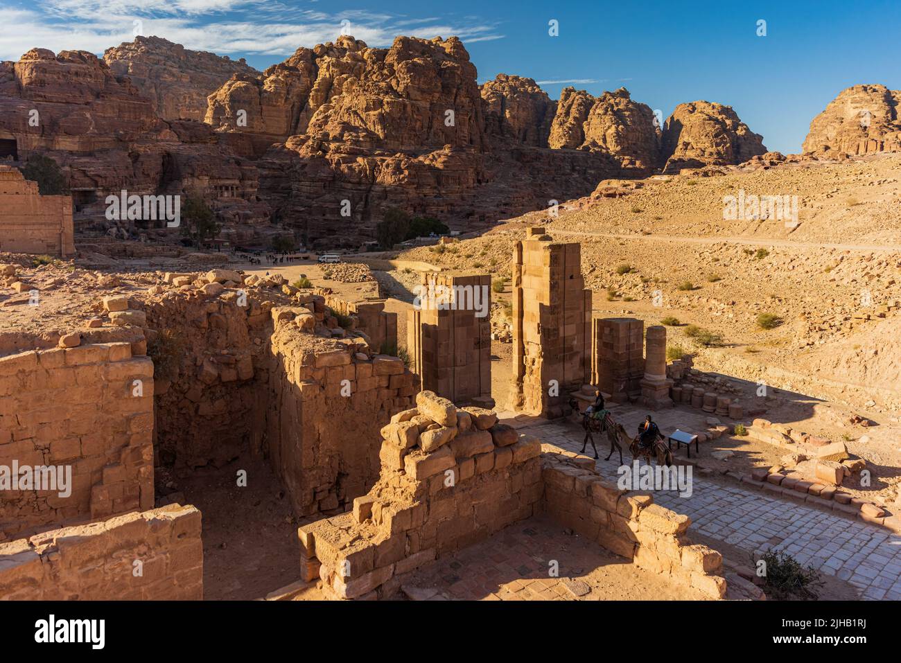 Vista del sorprendente composto dell'antica Petra, Giordania Foto Stock