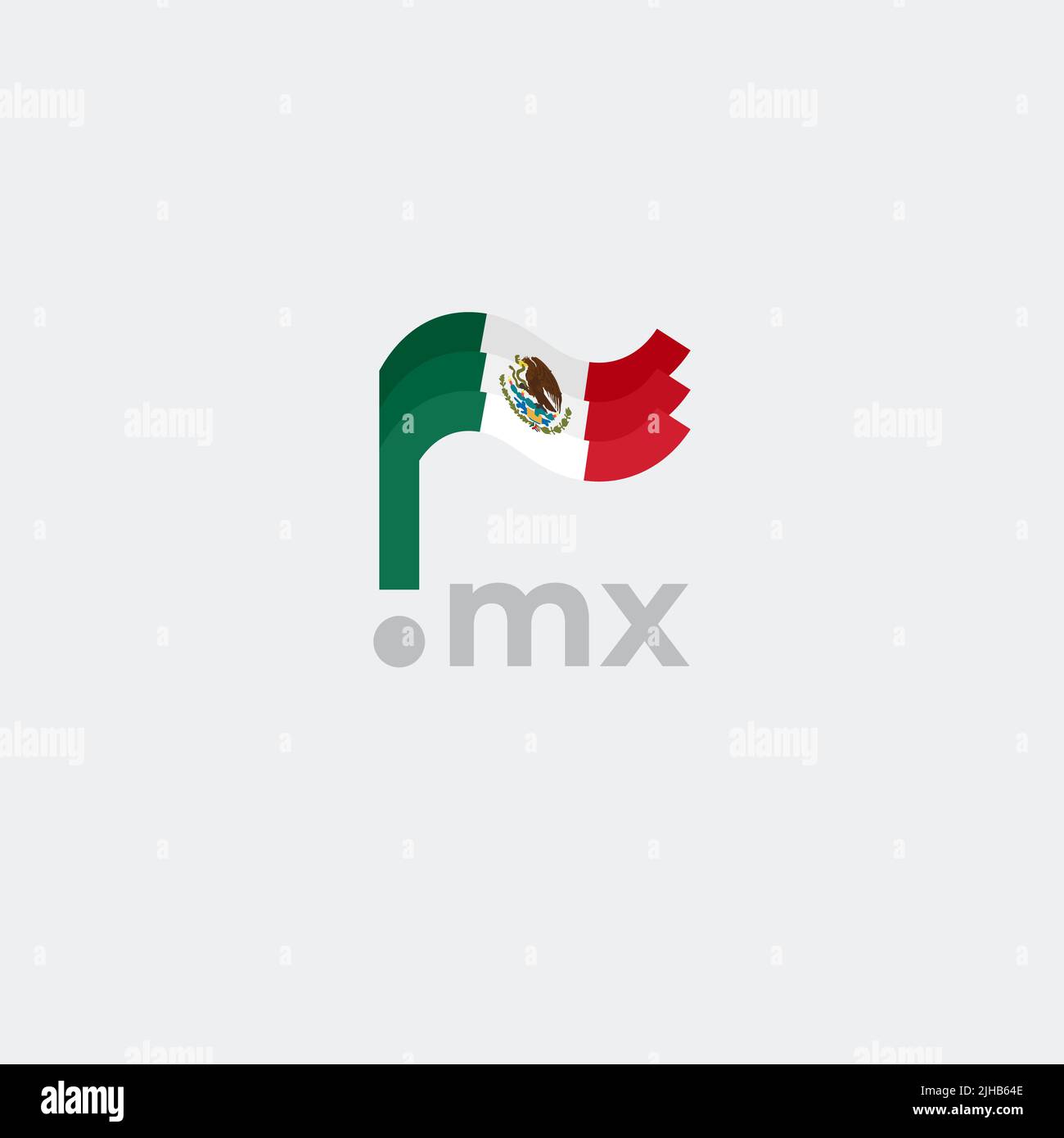 Icona della bandiera del Messico. Design semplice originale della bandiera messicana su sfondo bianco, luogo per il testo. Elemento di design, modello poster nazionale con mx Illustrazione Vettoriale