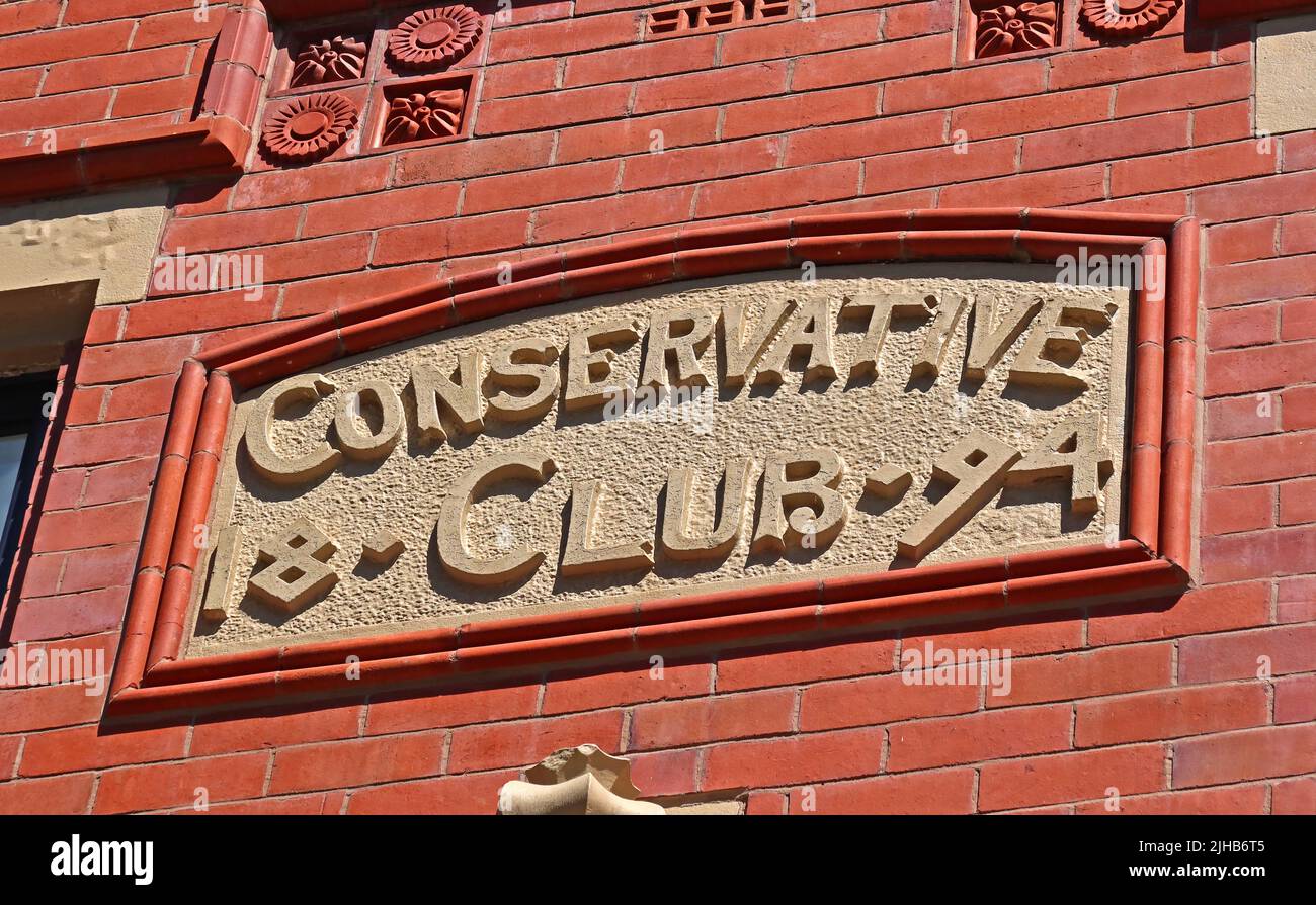 Edificio Conservative Club, Longley Road, Walkden, costruito nel 1894, City of Salford, Inghilterra, Regno Unito, ora appartamenti e alloggi Foto Stock