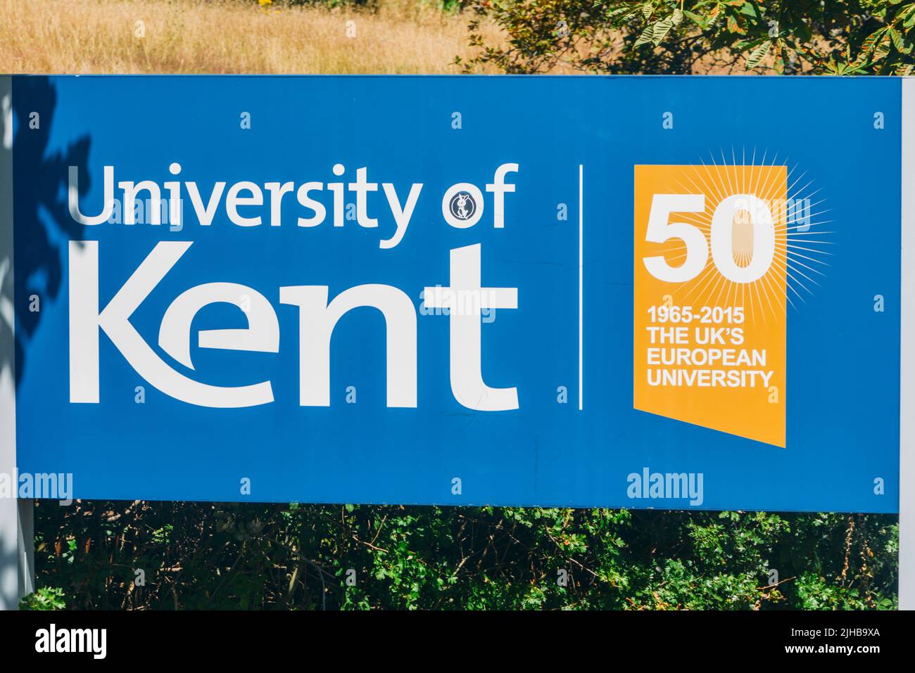Ingresso dell'Università del Kent a Canterbury, Kent Foto Stock