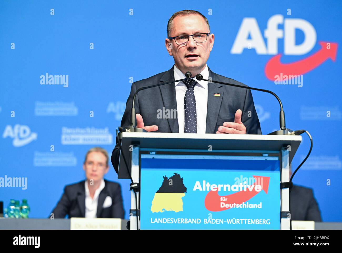 Stoccarda, Germania. 16th luglio 2022. Tino Chrupalla, Presidente dell'AFD. Credit: Bernd Weißbrod/dpa/Alamy Live News Foto Stock