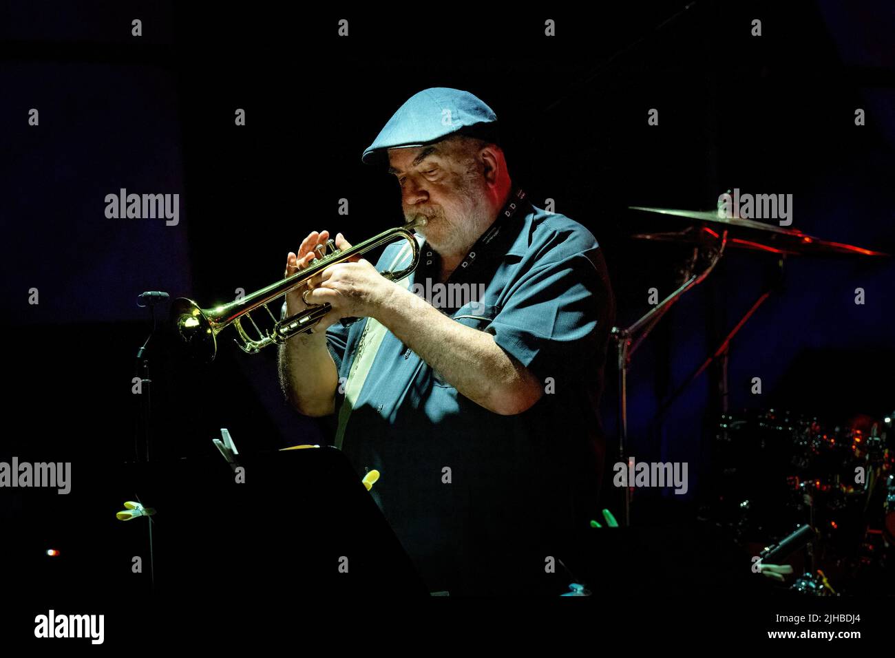 11 luglio 2022, Roma, Italia: Concerto della leggendaria jazz band alla Casa del Jazz di Roma. LAN Doky - piano, Billy Cobham - batteria, Bill Evans - Sax, Randy Brecker - Trump, Linley Marthe - basso (Credit Image: © Claudio Enea/Pacific Press via ZUMA Press Wire) Foto Stock