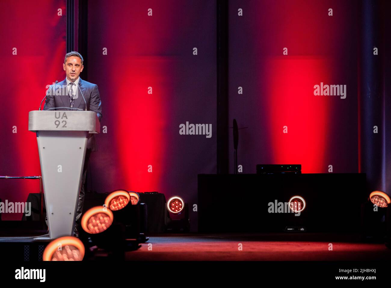 Laurea alle ore UA92, Manchester - 10th luglio 2022. Gary Neville. Foto Stock