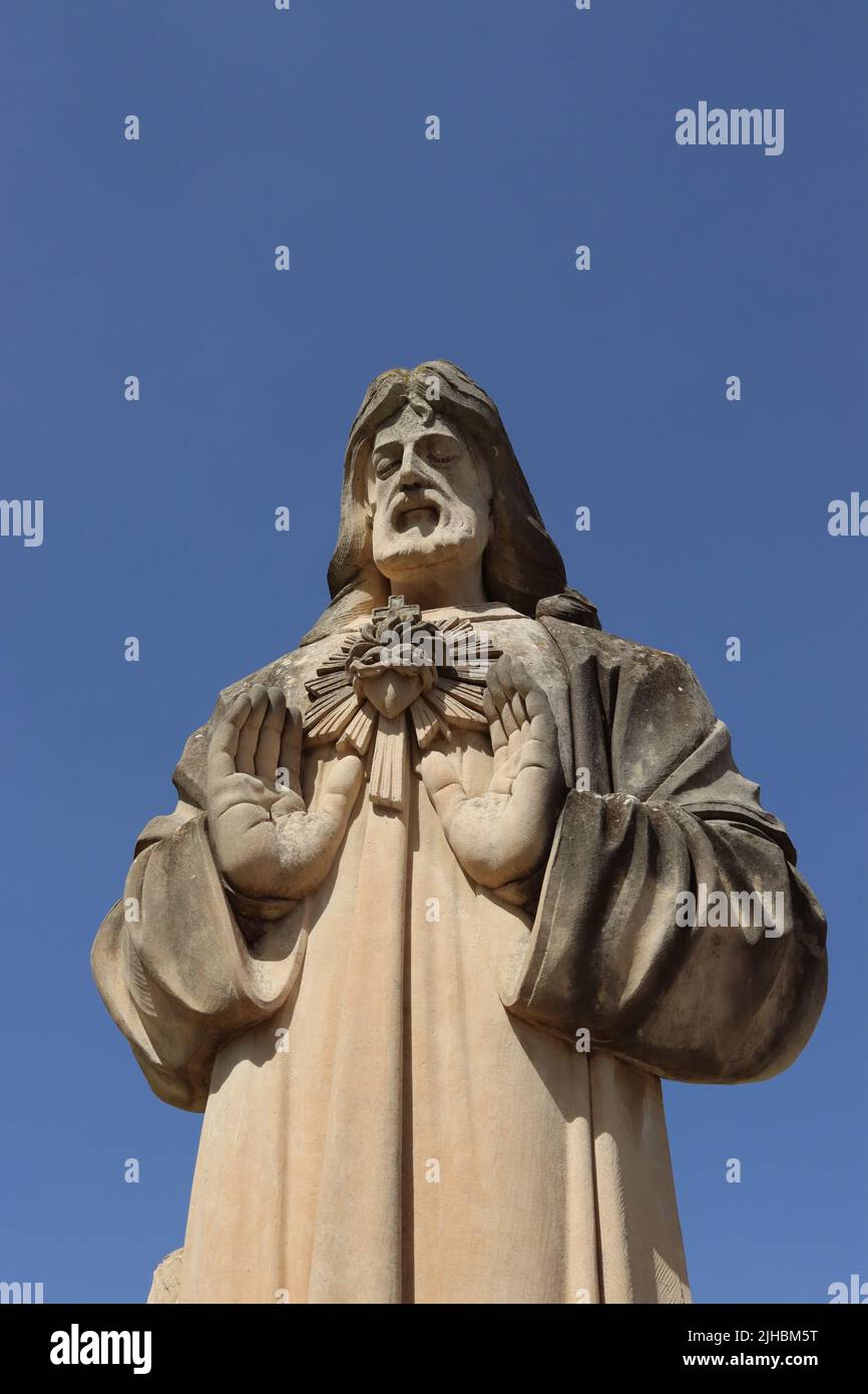 Particolare della Statua di Cristo nel Giardino di Cristo Redentore, Xaghra, Gozo, Malta Foto Stock