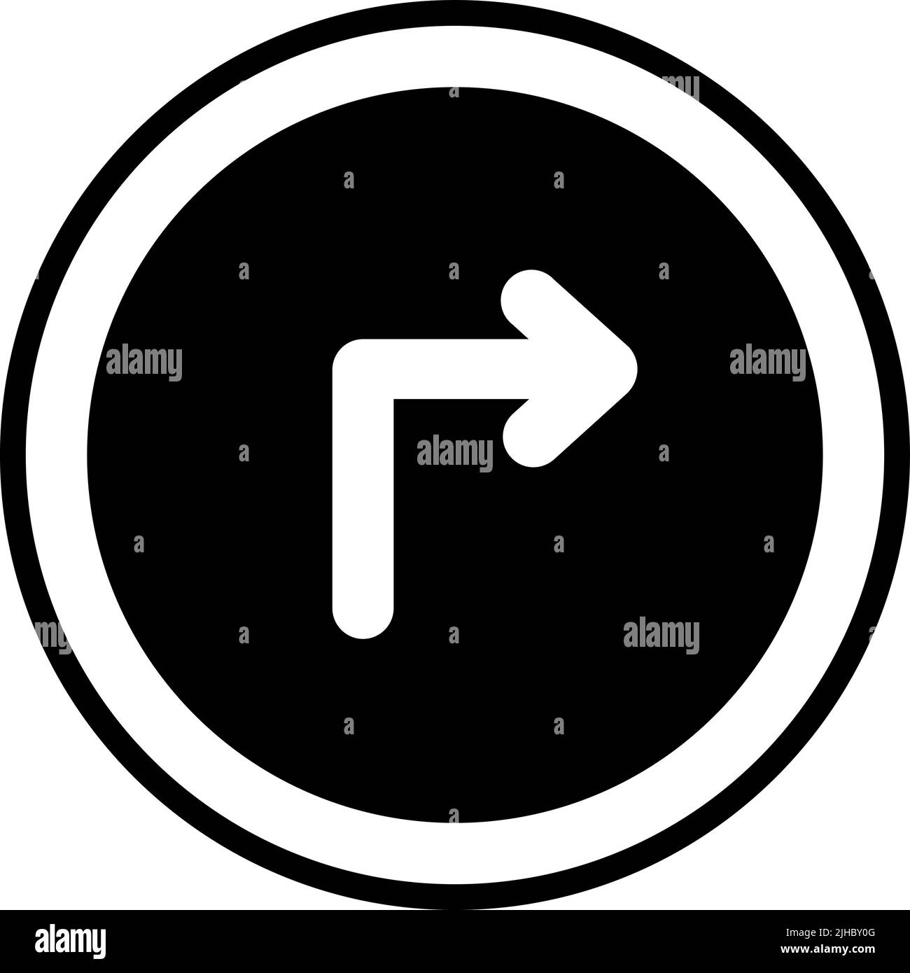 Cartello stradale Gira a destra. Illustrazione Vettoriale